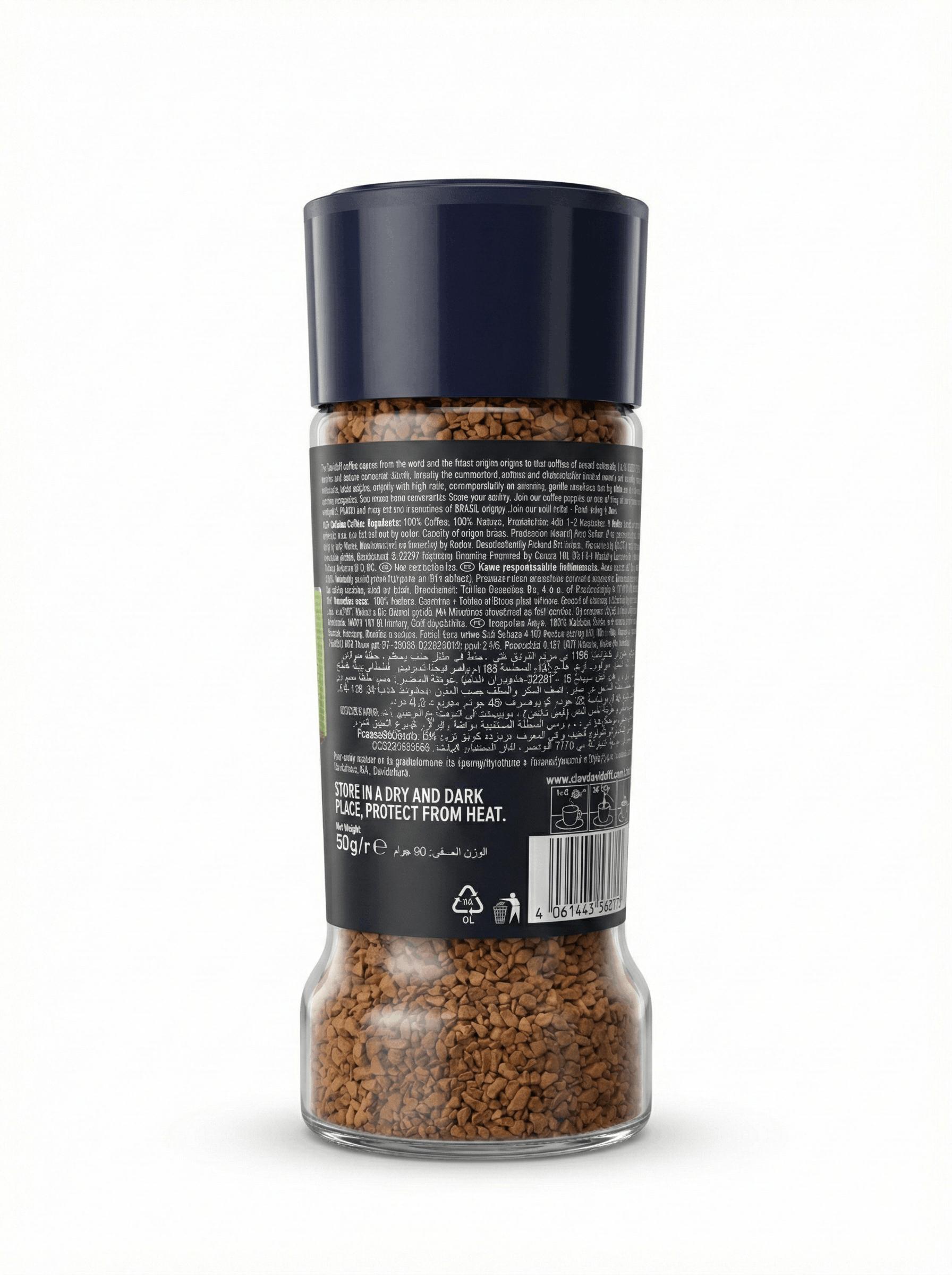 Davidoff Origins Brazil Flavour Instant Coffee, 8/12 Intensity - 100% Arabica - 3.53 Oz 100g, Granule, Glass Bottle