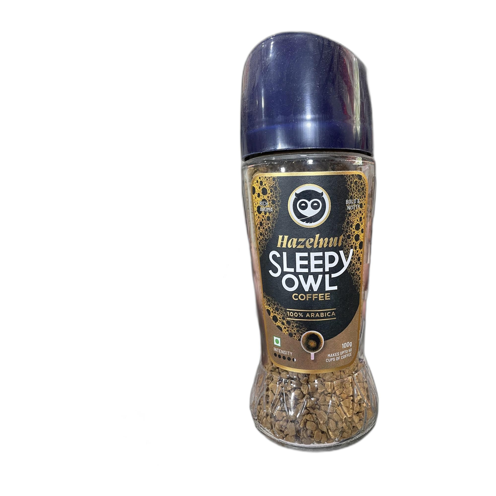 Tapper Tea : Sleepy Owl Hazelnut Premium Instant Coffee | 100% Arabica | Ready in Seconds | 100g