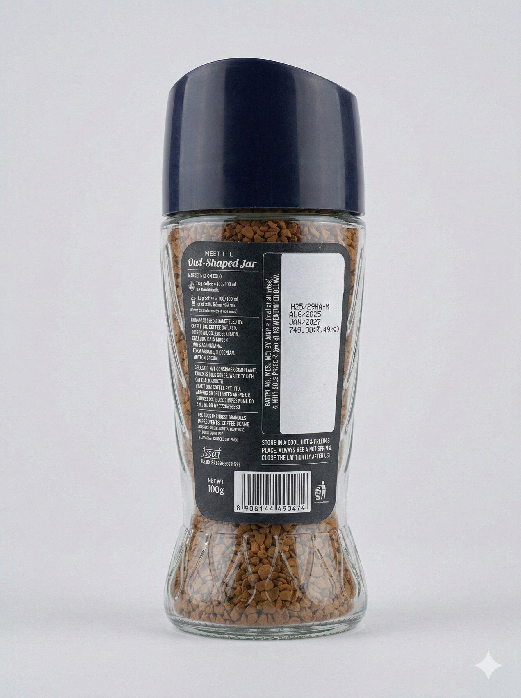Sleepy Owl 100gm Hazelnut Premium Instant Coffee | 100% Arabica | Makes 50 Cups | Nutty & Bold Flavoured Coffee | Rich Aroma | Make Café Style Hot or Cold Coffee, Cappuccino, Espresso, Latte at Home