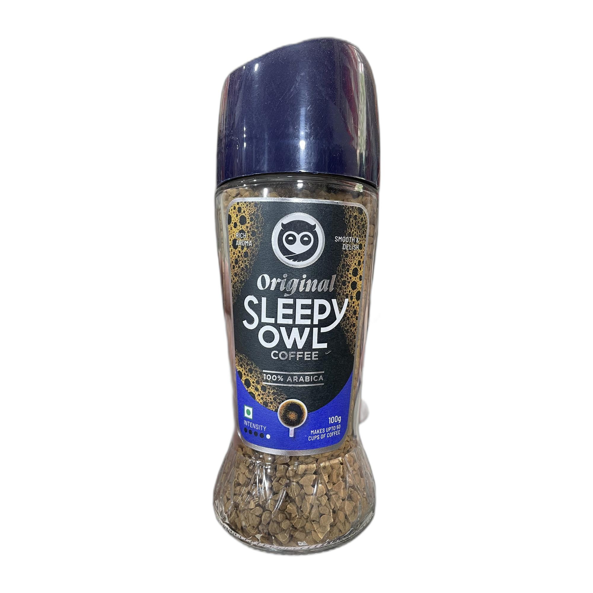 Tapper Tea: Sleepy Owl Original 100% Arabica Instant Coffee | Freeze Dried Coffee Powder - 100g | Make Café Style Hot or Cold Coffee, black Coffee, Cappuccino, Latte at Home