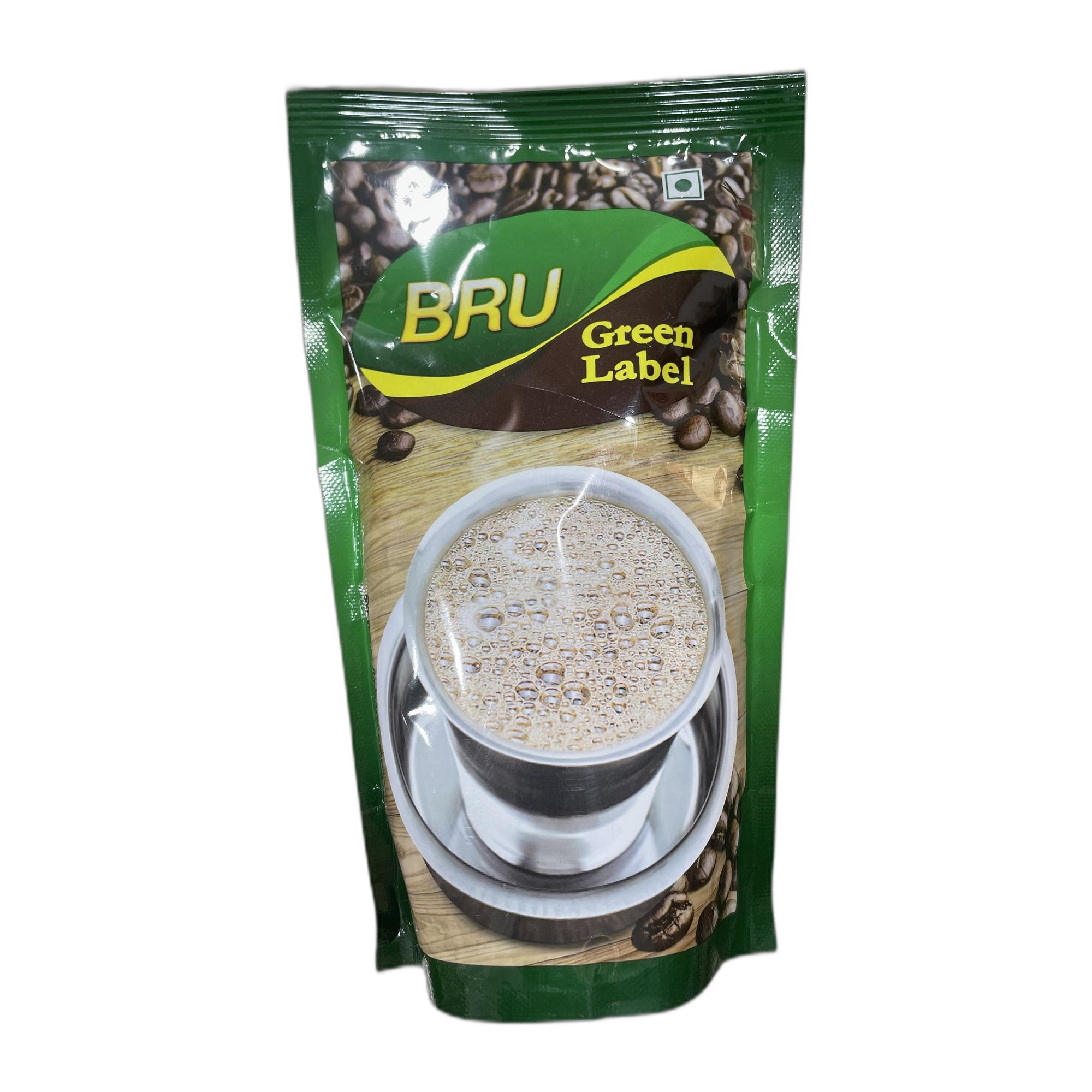 Tapper Tea: Bru Green Label Filter Coffee Powder 500 Gram Bag, Lightly Roasted Ground Coffee Beans From South India - Rich & Strong Blend Of Coffee & Chicory