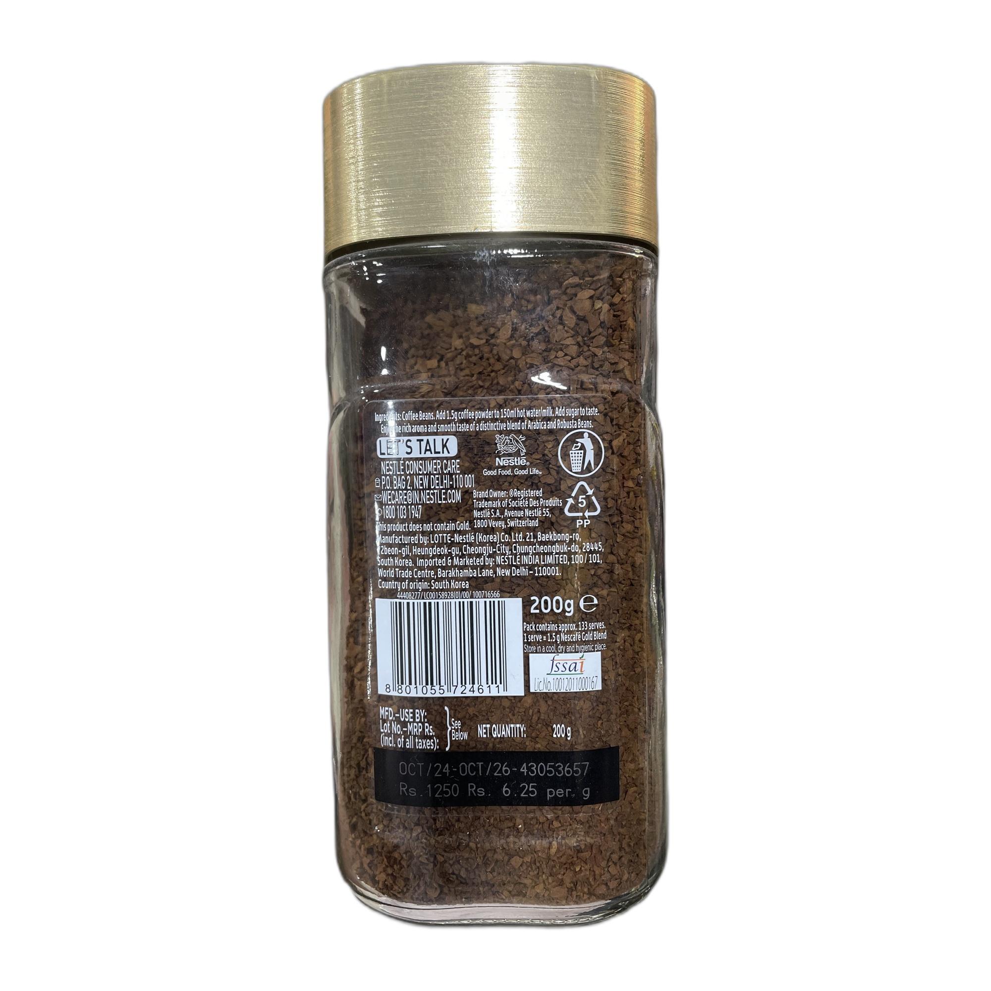 Nescafe Gold Blend Coffee, 200g Bottle, Ground