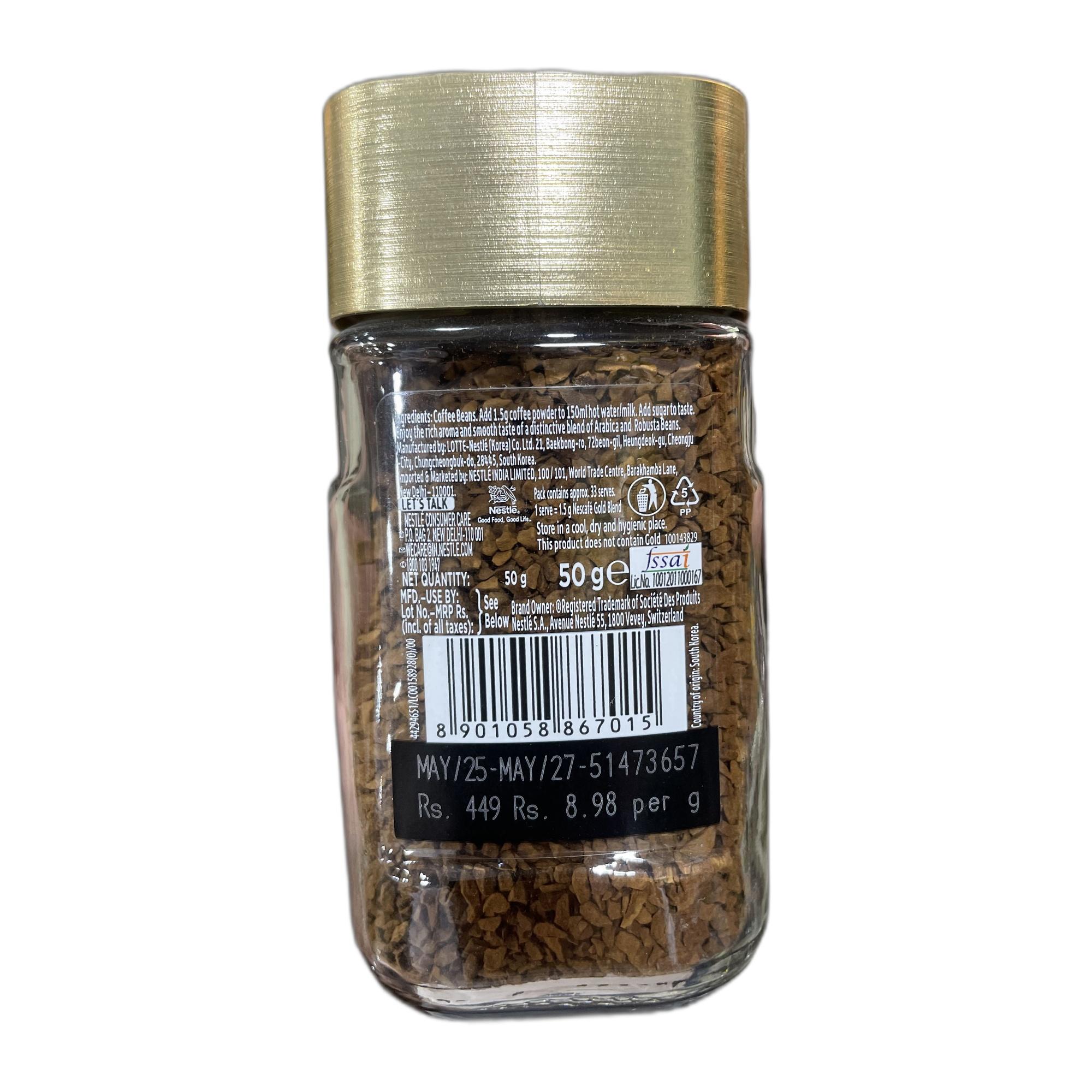 Nescafe Gold Blend Coffee, 50g Bottle, Ground