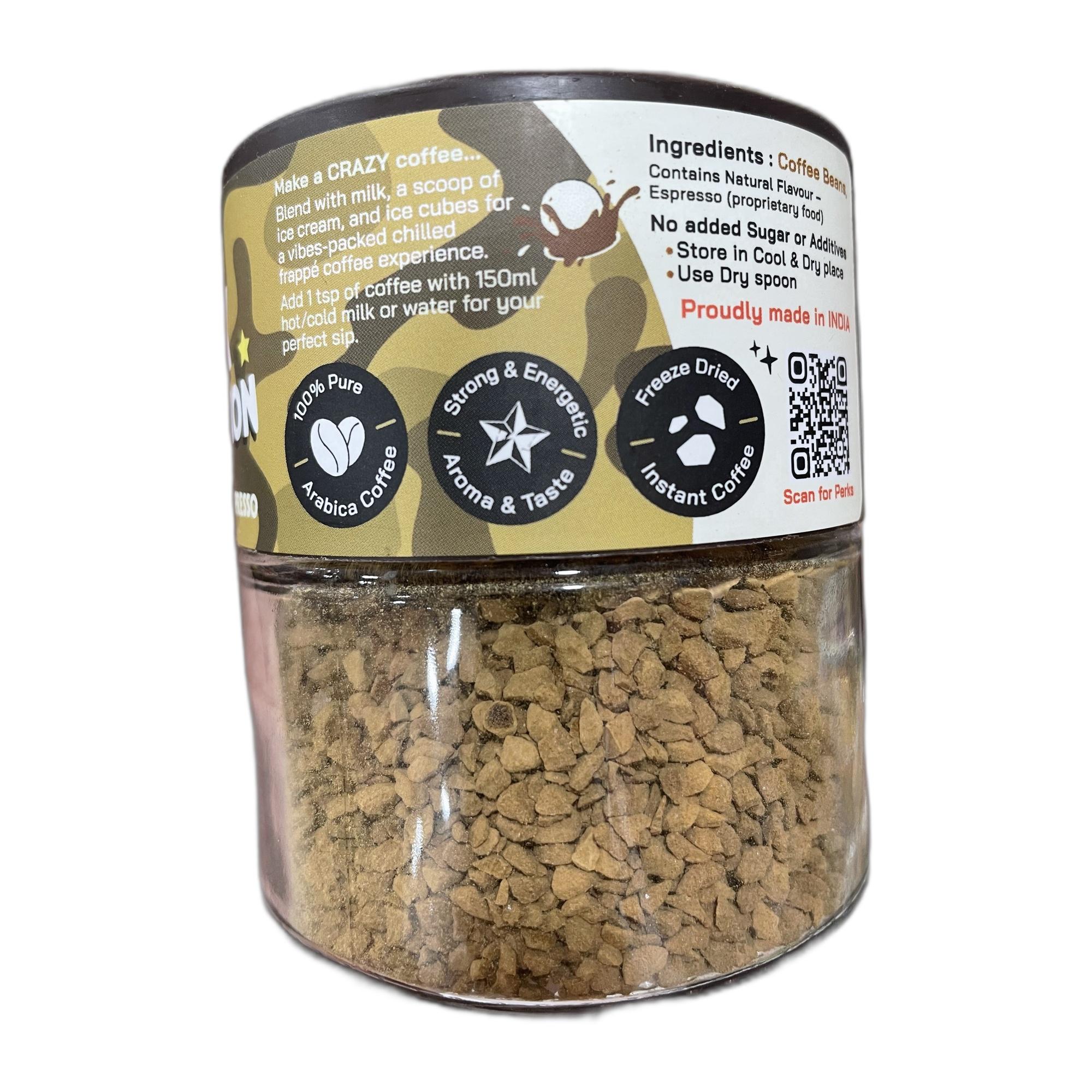 DAILY GRIND Espresso Instant Coffee Powder 50g | Medium Roast Freeze-Dried Pure Arabica Coffee Granules | For Mochas, Espresso, Cappuccino, Latte, Frappes | Hot & Cold Coffee (25 Cups)