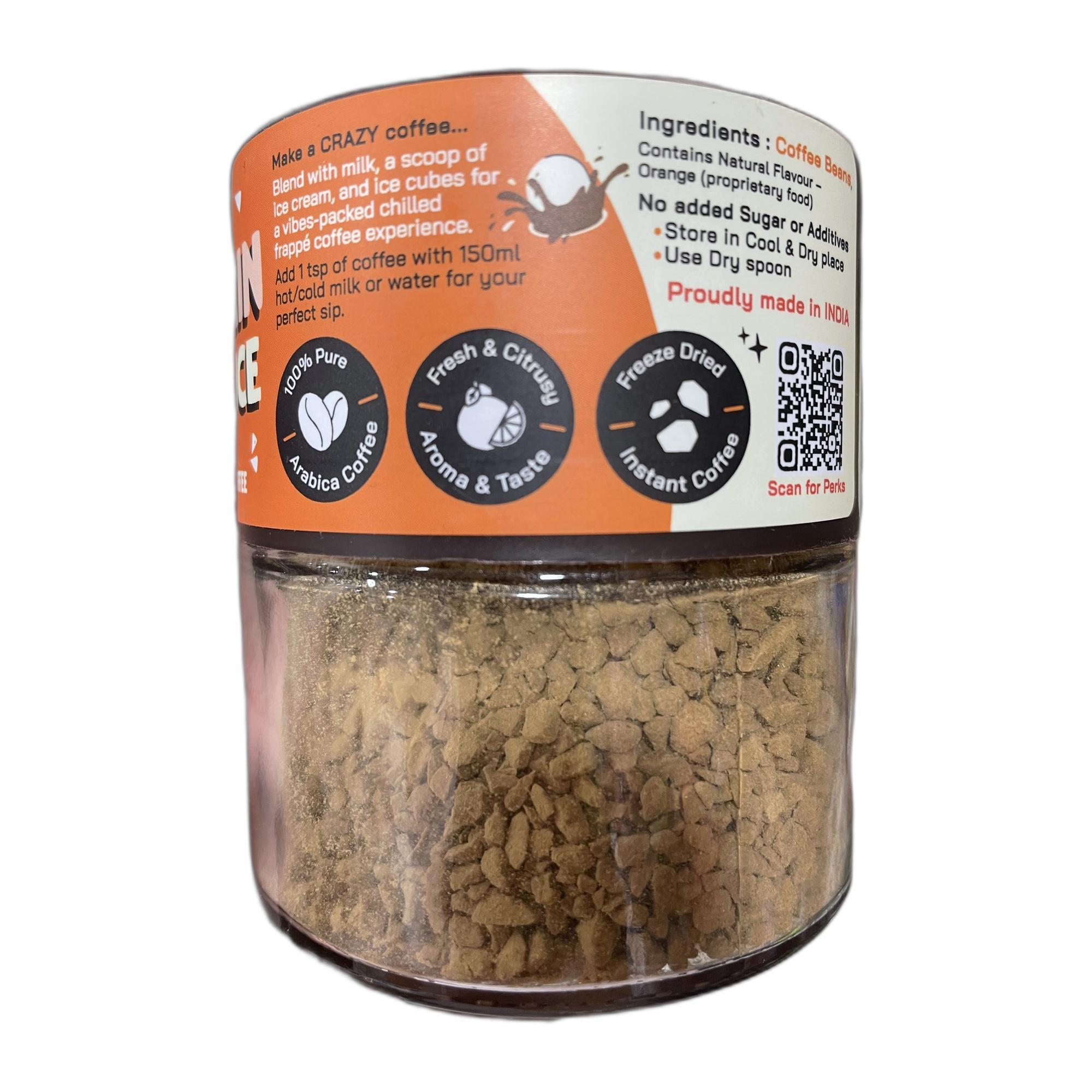 DAILY GRIND Orange Flavour Instant Coffee Powder 50g | Freeze-Dried Pure Arabica Coffee Granules | Perfect for Mochas, Espresso, Cappuccino, Latte, Frappes | Medium Roast Hot & Cold Coffee (25 Cups)