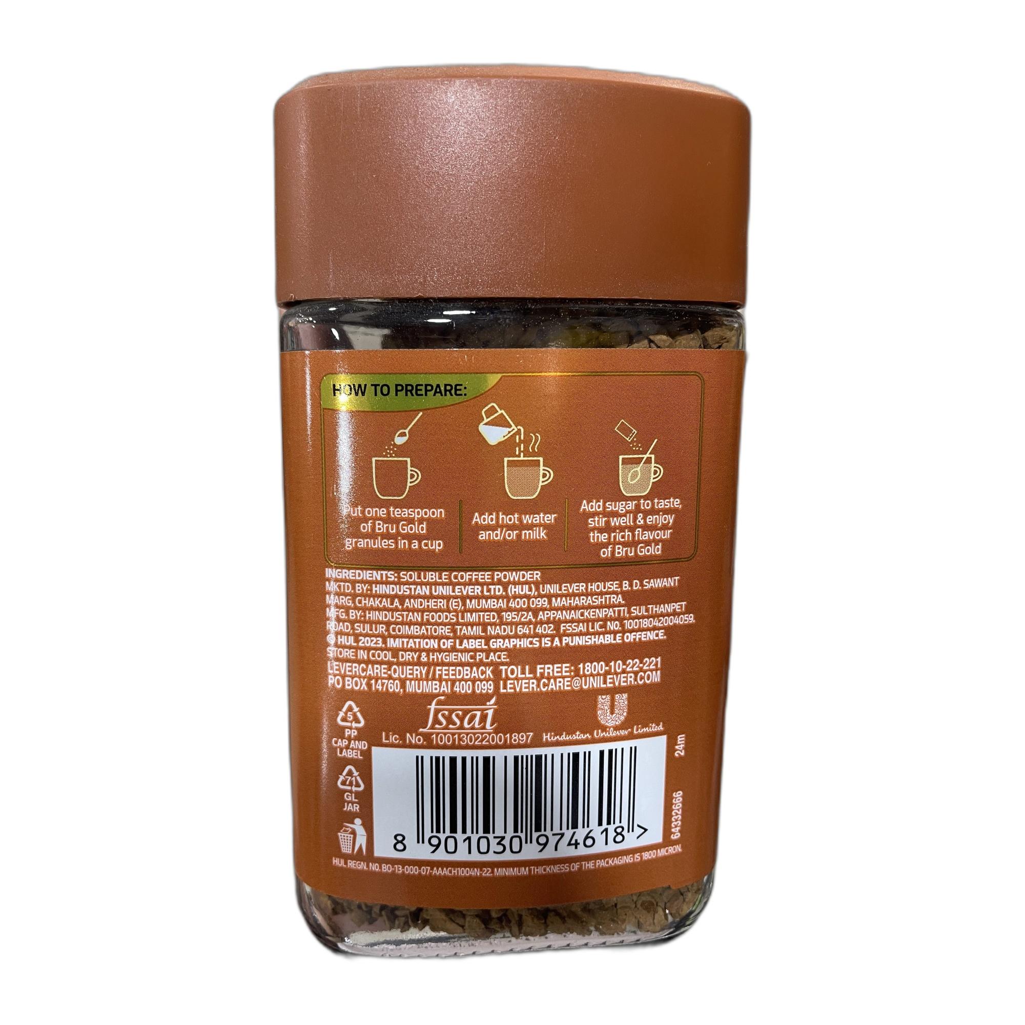 Bru Gold | Rich Flavour Freeze Dried Coffee Powder Bottle | Experience Intense Coffee Taste | Aromatic Instant Coffee | 55 Gram