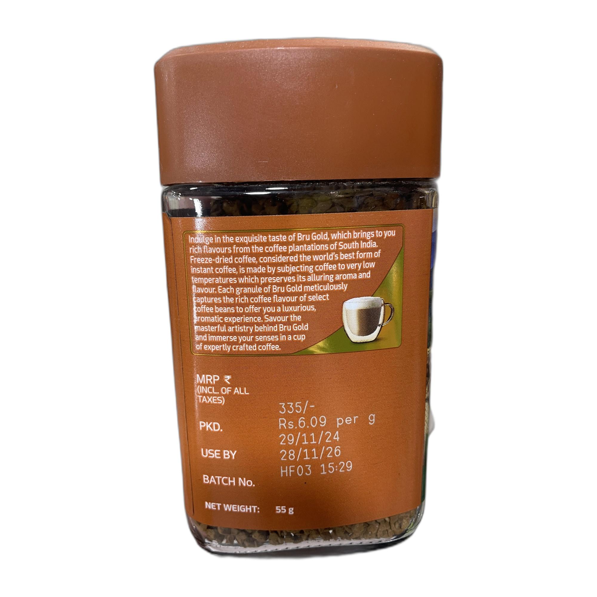 Bru Gold | Rich Flavour Freeze Dried Coffee Powder Bottle | Experience Intense Coffee Taste | Aromatic Instant Coffee | 55 Gram