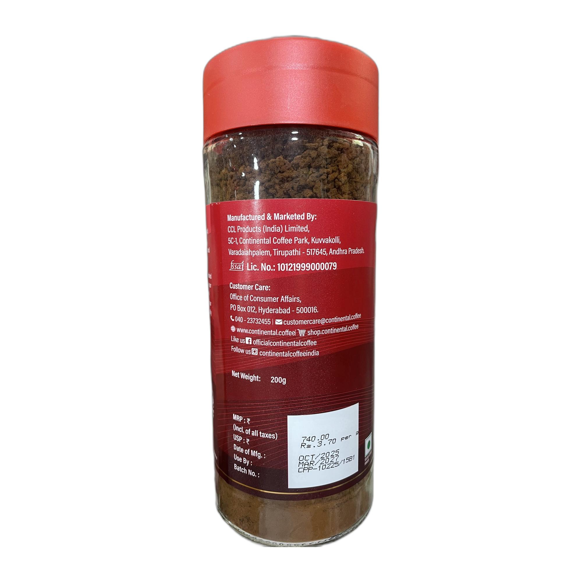 Continental Speciale Instant Coffee | Premium Arabica Blend | 100% Pure Coffee | Smooth & Rich Instant Coffee | Medium Roast | No Added Flavours | 200g Jar