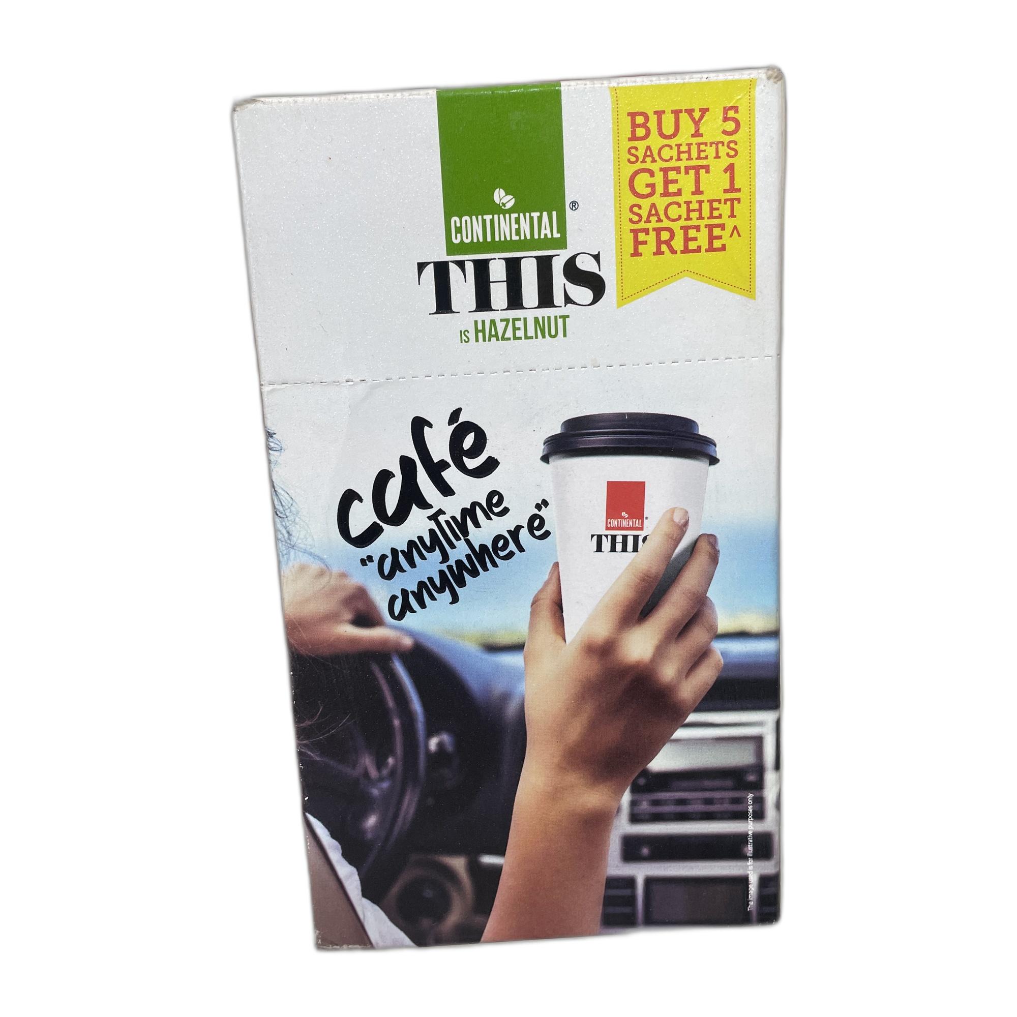 Tapper Tea: Continental THIS Hazelnut Instant Coffee Powder | 132g (6 Sachets, 22g per each) | 3In1 Instant Premix Flavoured Coffee | Smooth Flavour and Rich Taste | Just Add Hot Water | Cafe Like Coffee