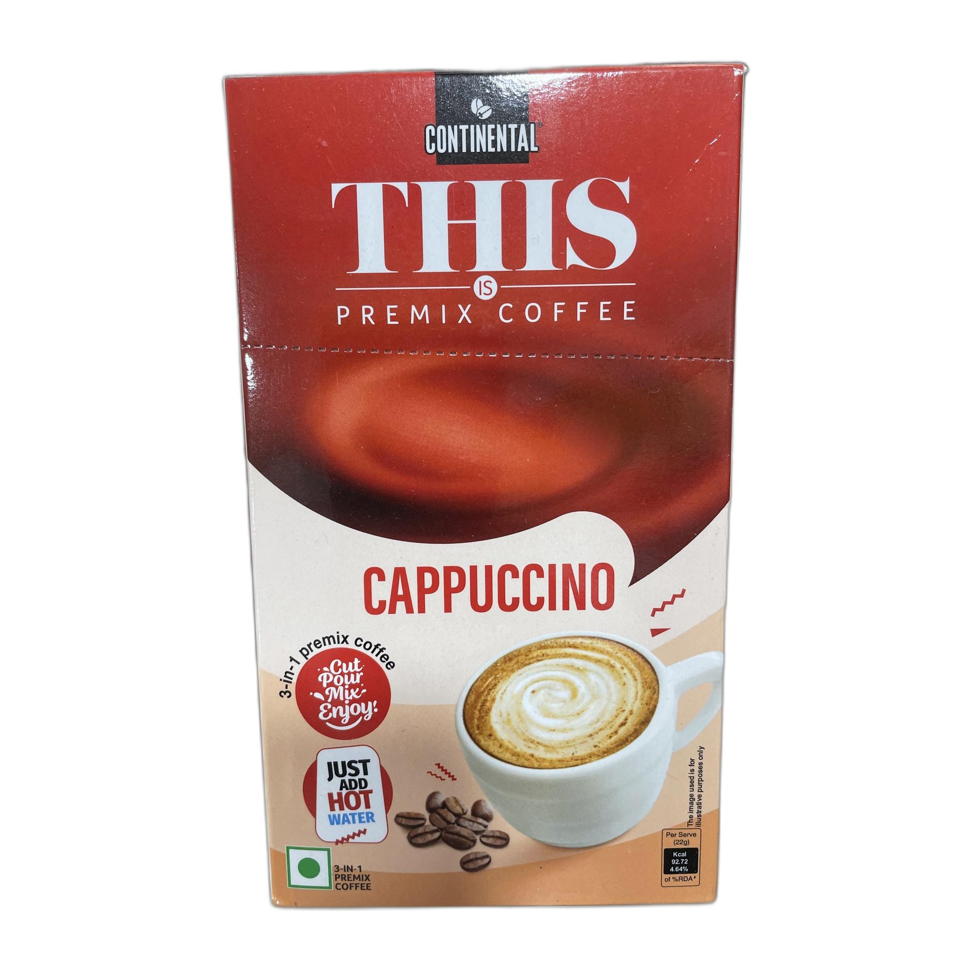 Tapper Tea: Continental THIS Cappuccino Instant Coffee Powder | 110g (5 Sachets, 22g per each) | 3In1 Instant Premix Flavoured Coffee | Smooth Flavour and Rich Taste | Just Add Hot Water | Cafe Like Coffee