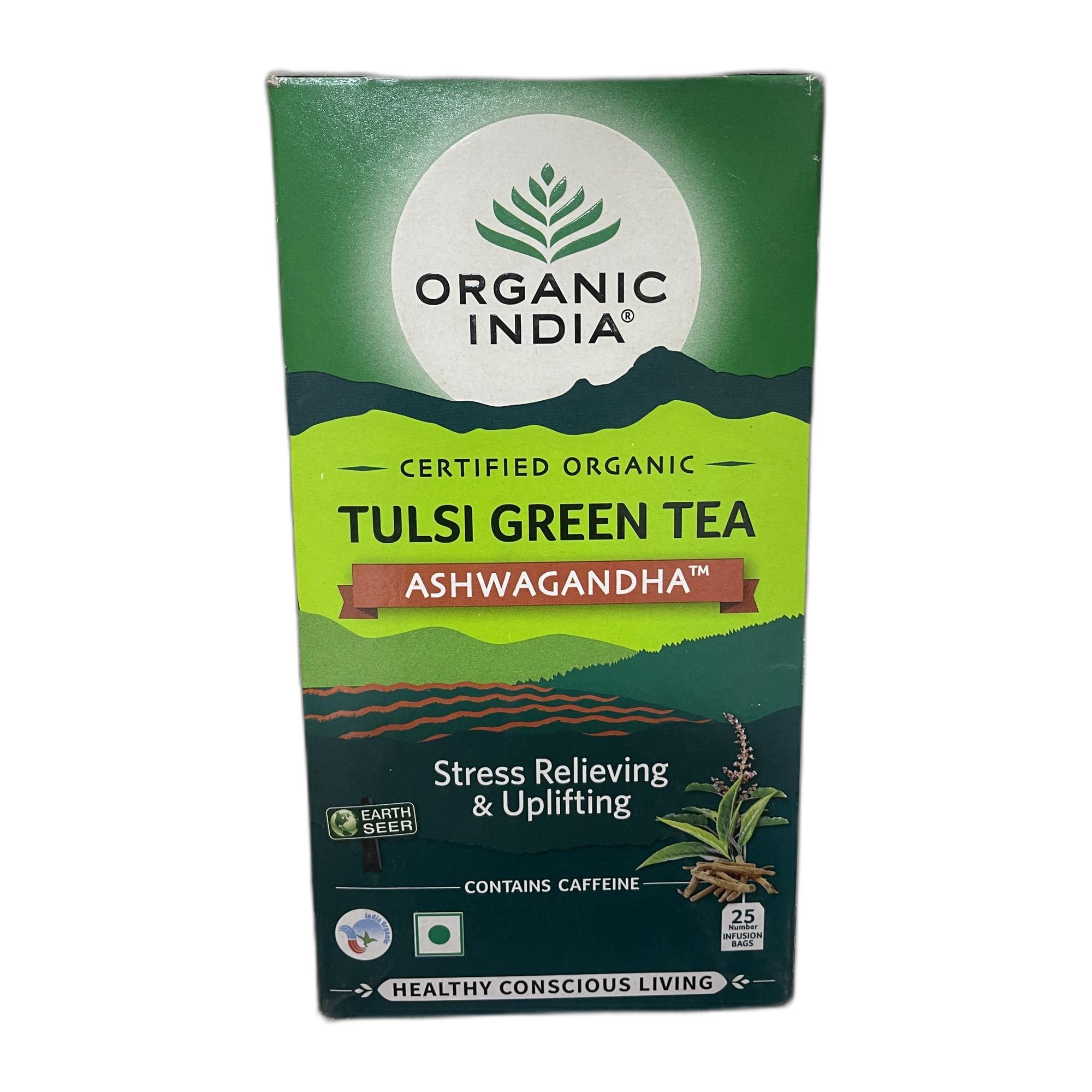 Tapper Tea: Organic India Tulsi Green Tea Ashwagandha - 25 Tea Bag (Pack of 1)