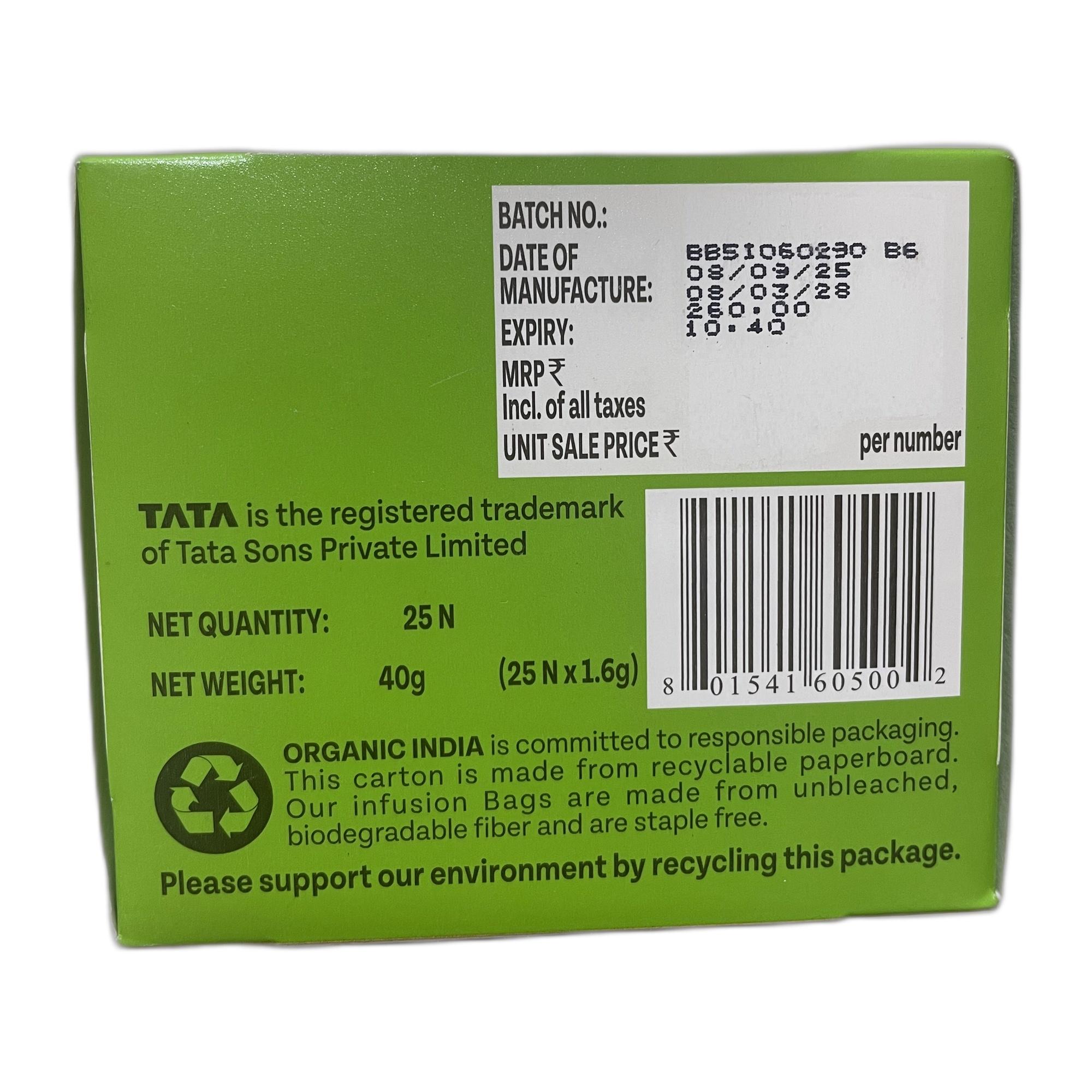 Organic India Tulsi Sweet Rose - 25 Tea Bags, Stress Relieving, Supports Radiant Skin, Rich in Antioxidants, Made with Tulsi, Chamomile, and Rose Certified Organic