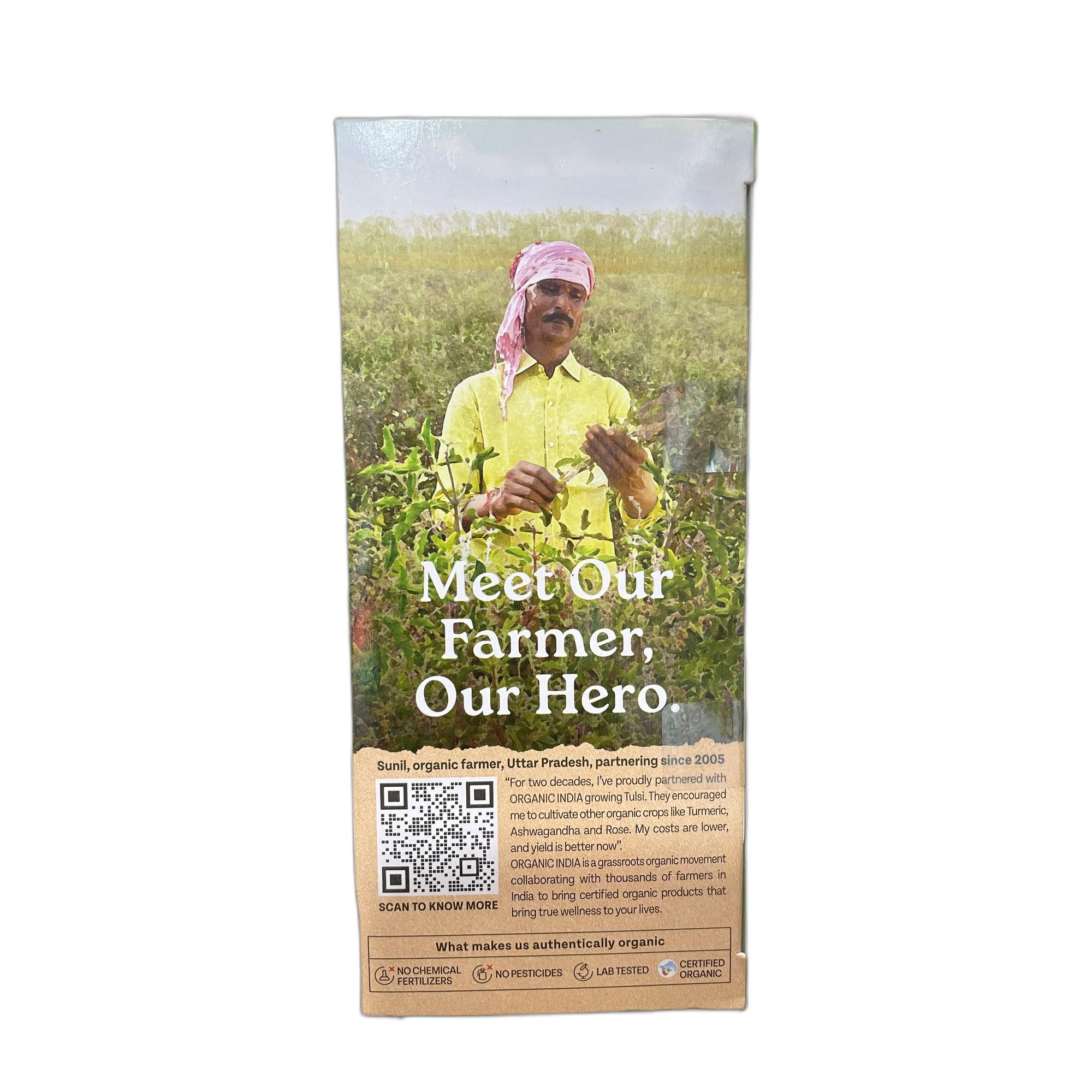 Organic India Tulsi Ginger Turmeric - 25 Tea Bags, Boosts Immunity, Supports Healing & Recovery, Rich in Antioxidants, Made with Tulsi, Turmeric, Cinnamon, and Pepper
