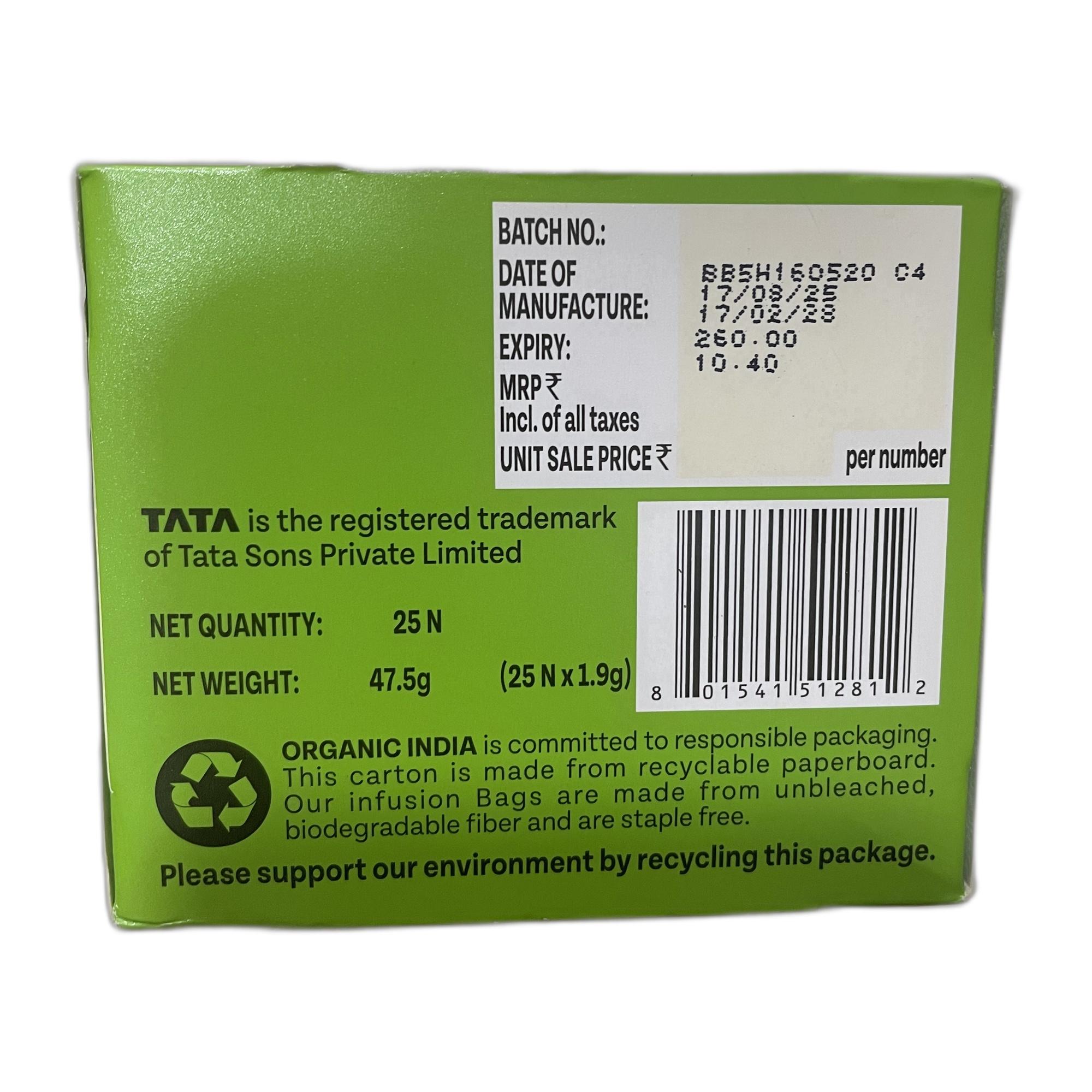 Organic India Tulsi Ginger Turmeric - 25 Tea Bags, Boosts Immunity, Supports Healing & Recovery, Rich in Antioxidants, Made with Tulsi, Turmeric, Cinnamon, and Pepper