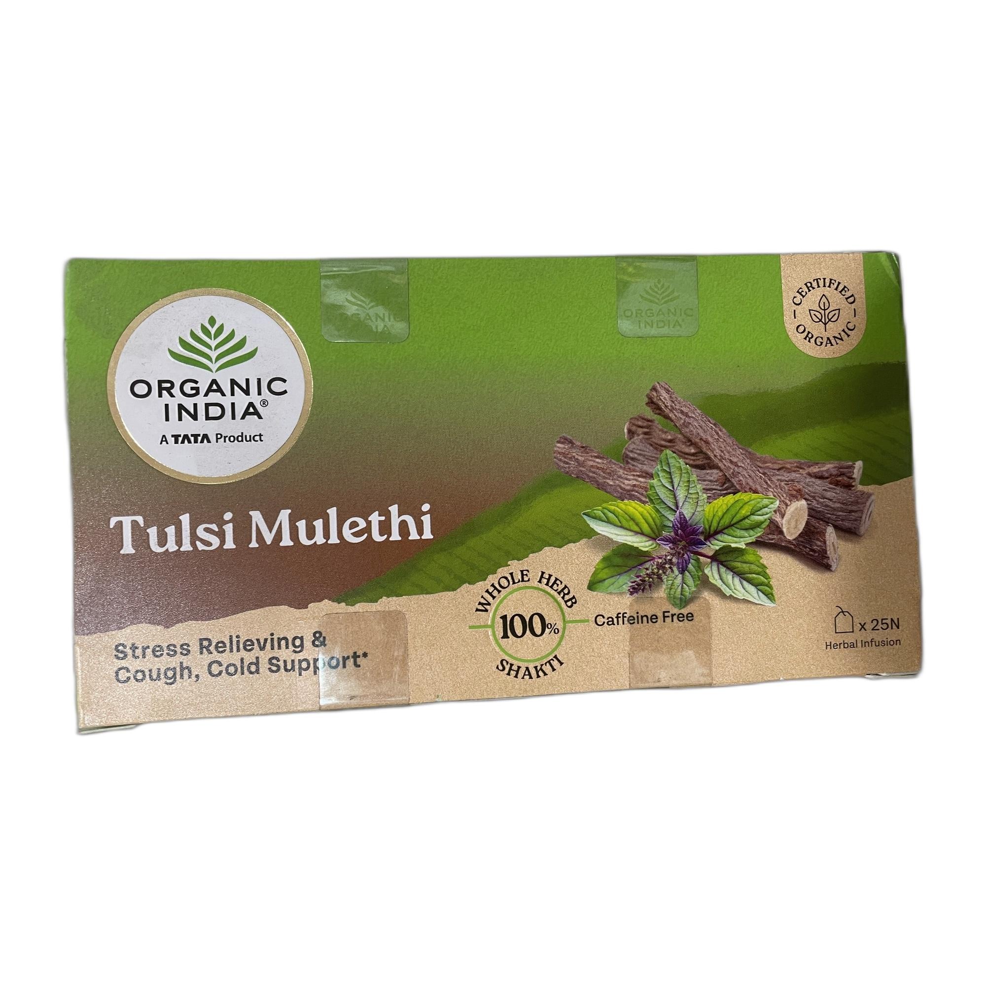 Tapper Tea: Organic India Tulsi Mulethi - 25 Tea Bags, Rich in Antioxidants, Eases Cough & Cold Symptoms, Stress Relieving, Boosts Immunity, Caffeine-Free, Whole Herbs Certified Organic