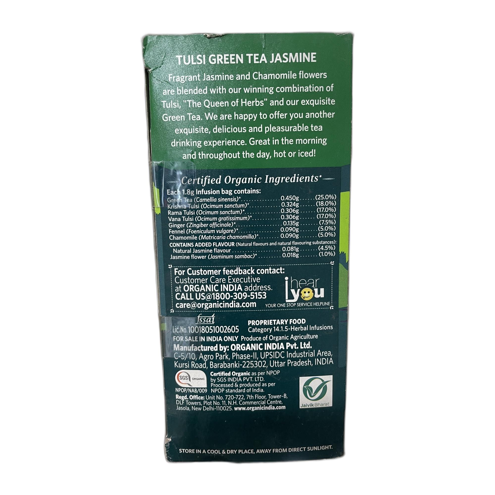 Organic India Tulsi Green Tea Jasmine - 25 Tea Bag (Pack of 1)