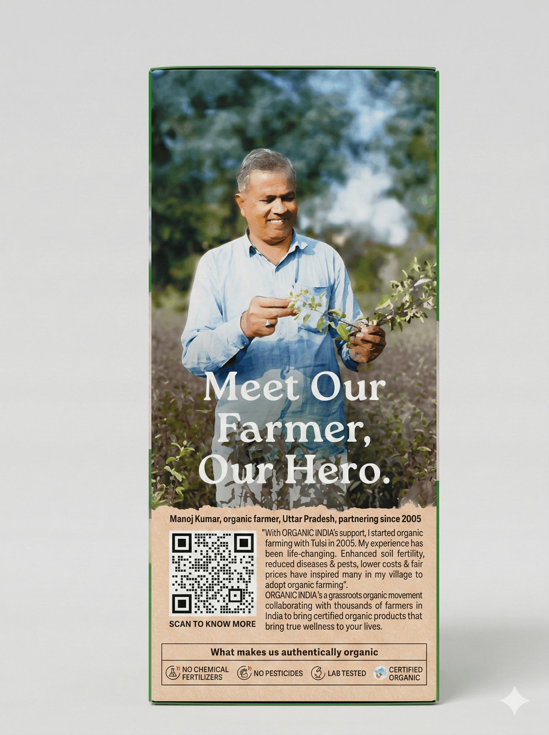 Organic India Tulsi Green Tea Classic - 25 Tea Bags, Uplifts Mood, Rich in Antioxidants, Blend of Rama, Krishna & Vana Tulsi, Certified Organic