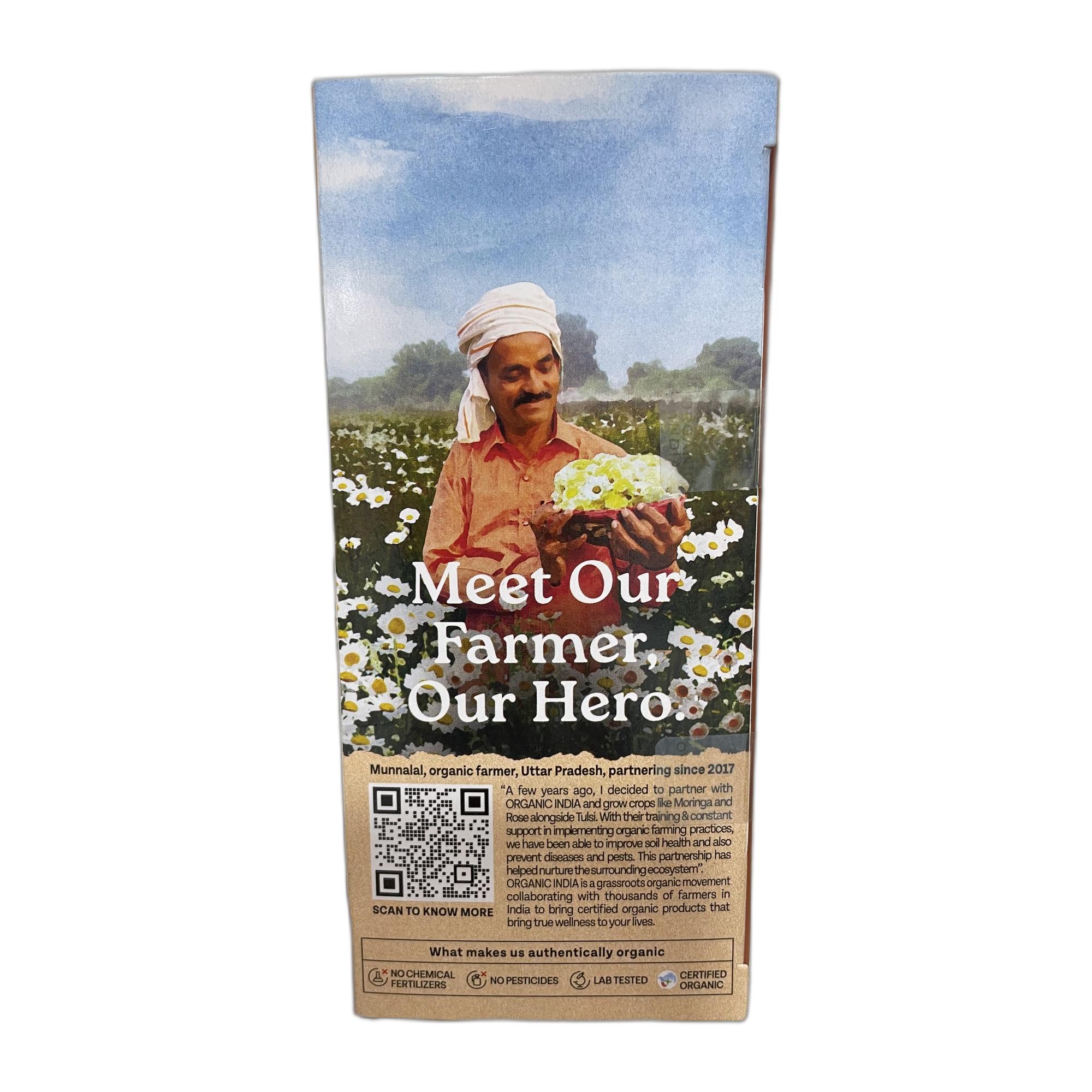 Organic India Simply Chamomile Infusion, 25 Tea Bags, Certified Organic, Soothing & Relaxing, Caffeine-Free, Whole Herb Blend