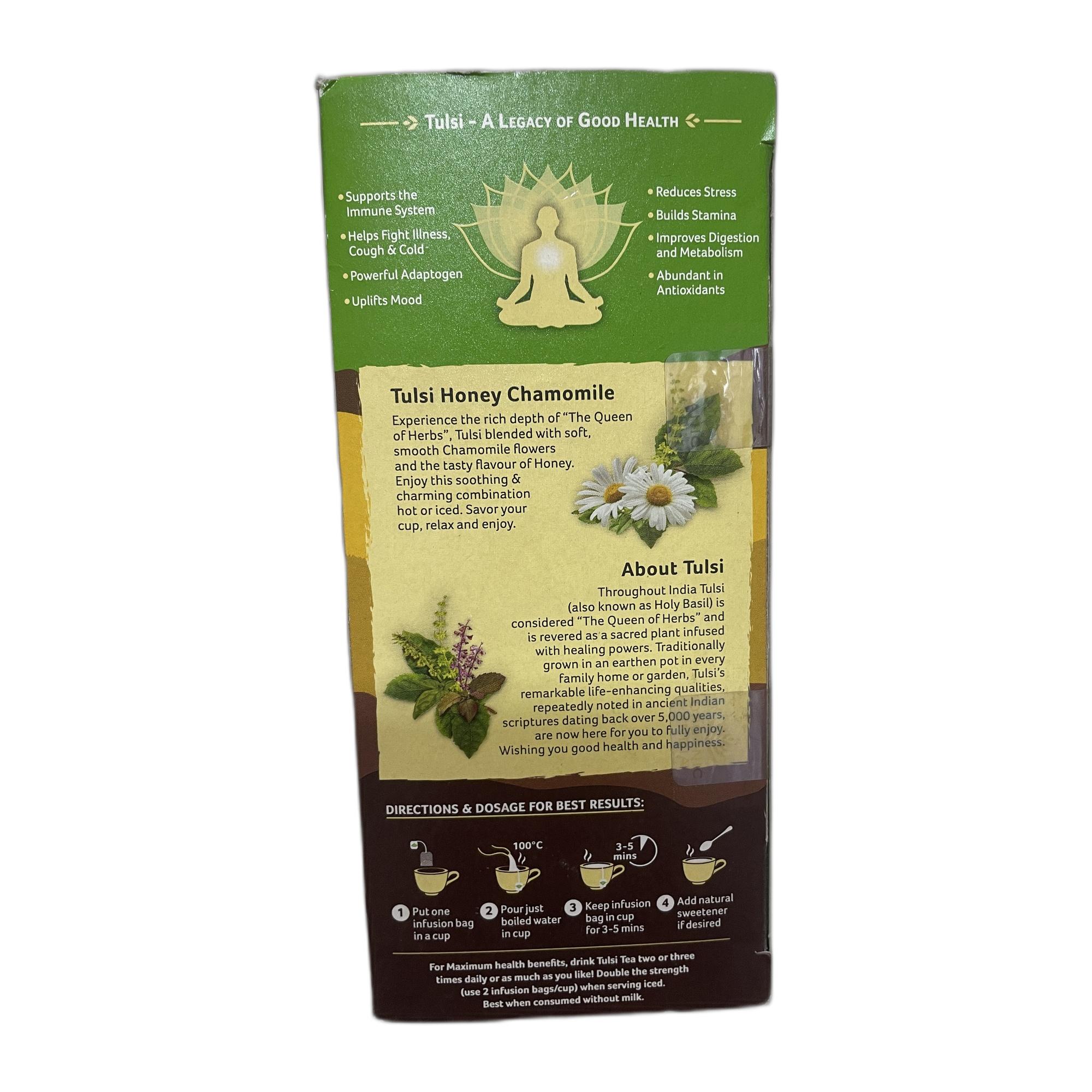 Organic India Tulsi Honey Chamomile Infusion - 25 Tea Bags, Certified Organic, Stress Relief, Calming, Promotes Sleep, Caffeine-Free