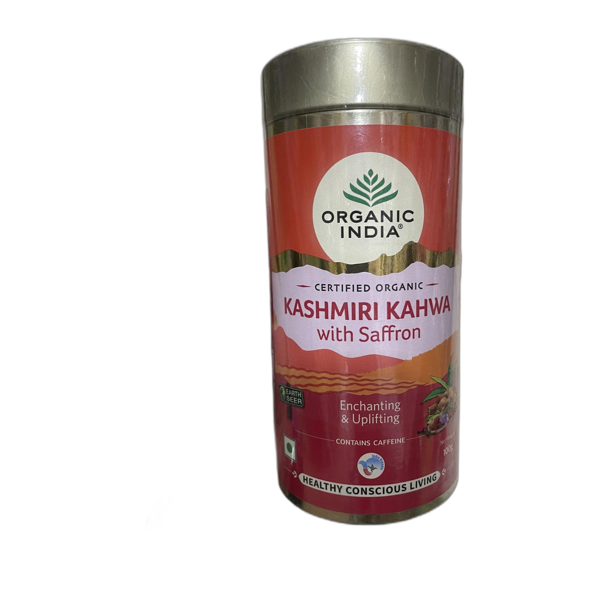 Tapper Tea: Organic India Kashmiri Kahwa with Saffron 100 gm Tin