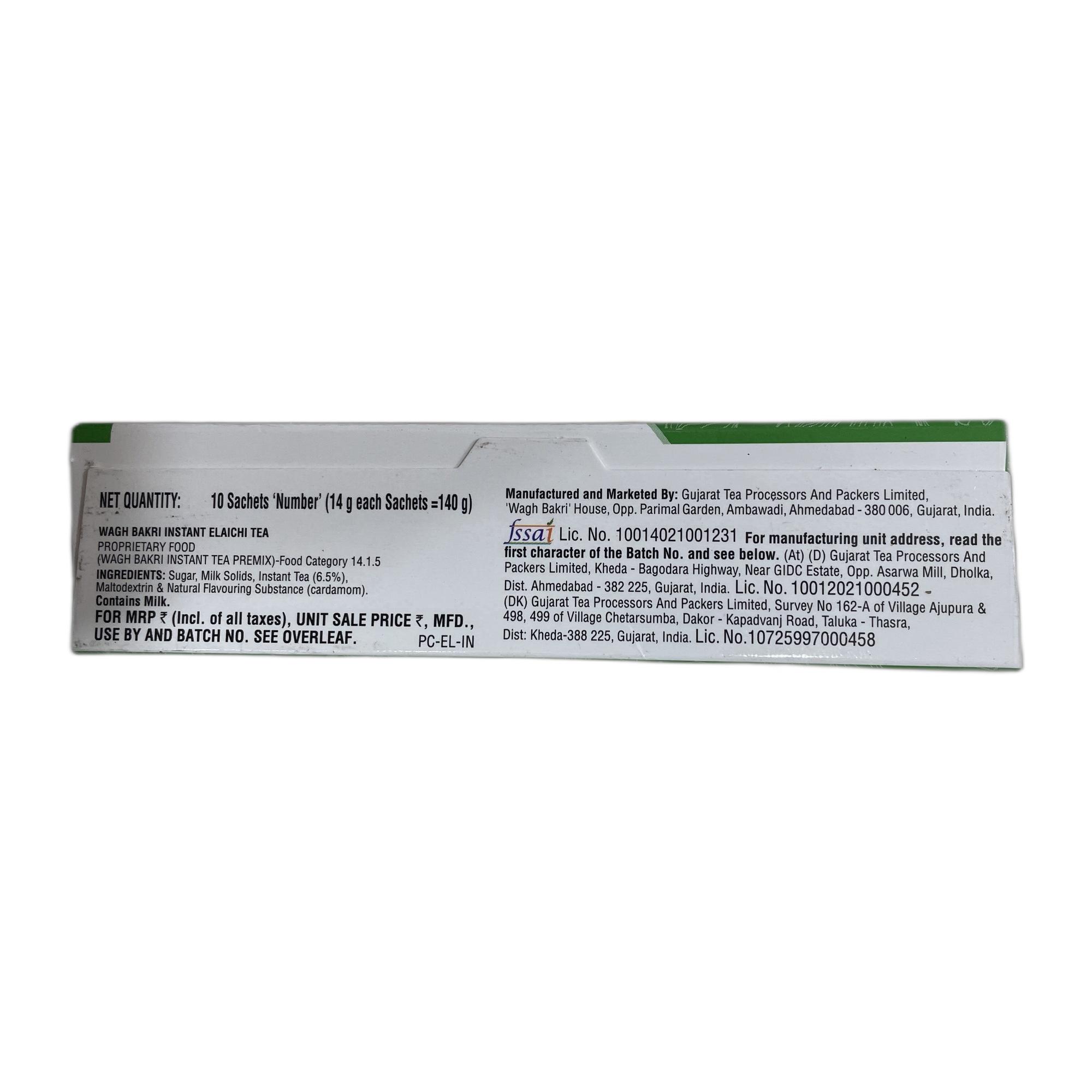 Wagh Bakri Elaichi Instant Tea Premix 10 Sachets (10 x 14g), 140 grams