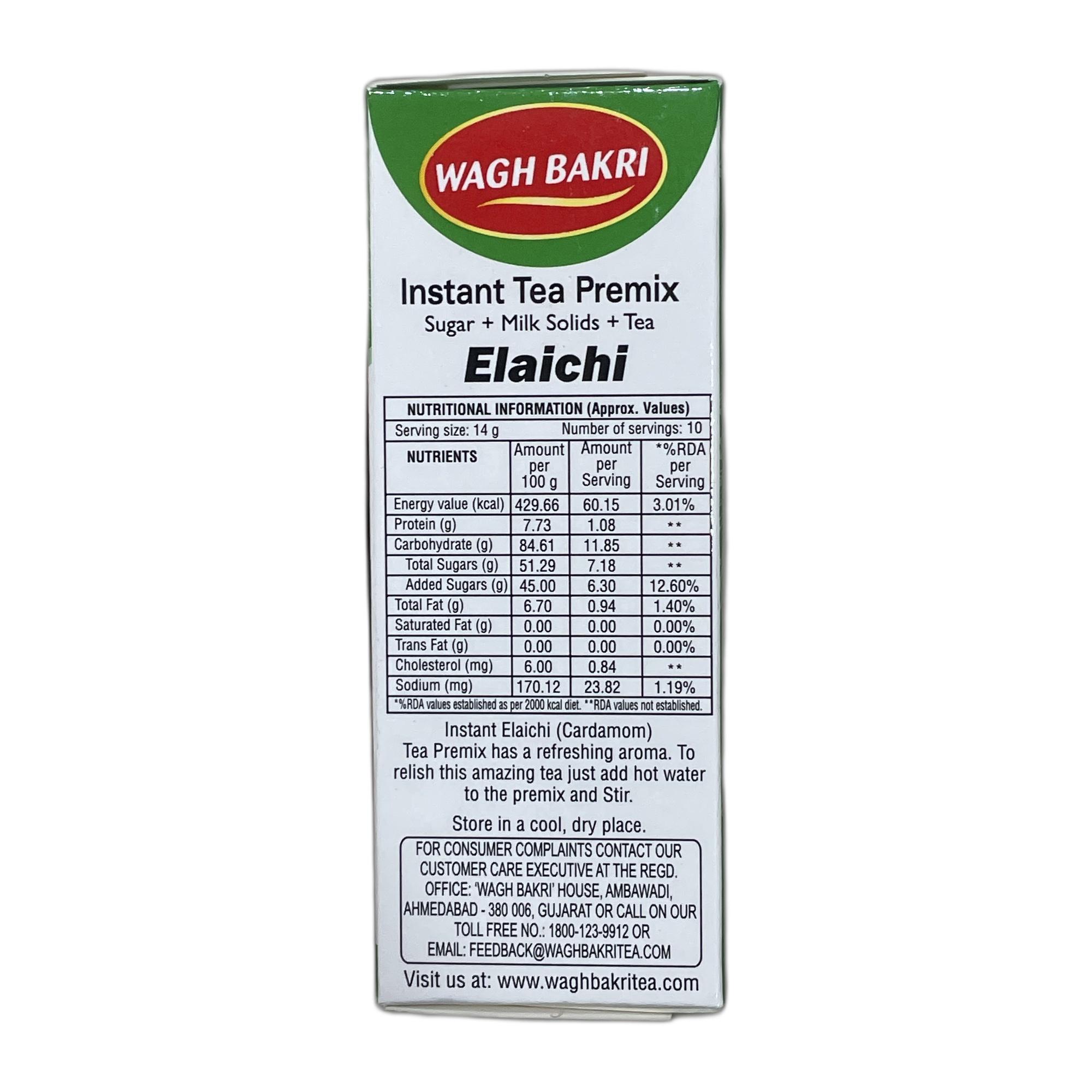 Wagh Bakri Elaichi Instant Tea Premix 10 Sachets (10 x 14g), 140 grams