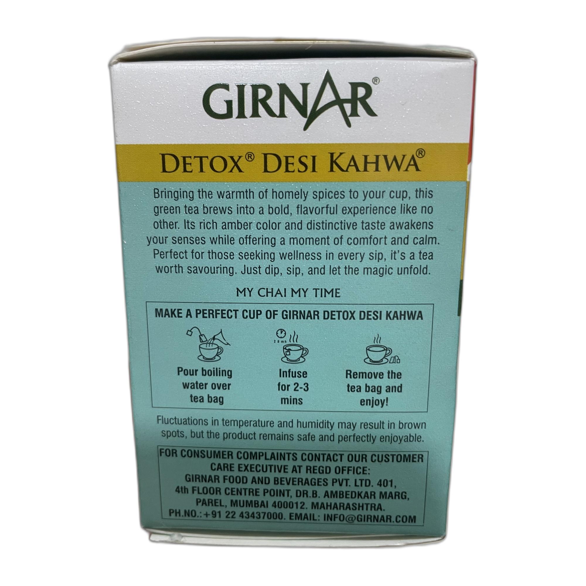Girnar Detox Green Tea - Desi Kahwa (10 Tea Bags) 25 gm