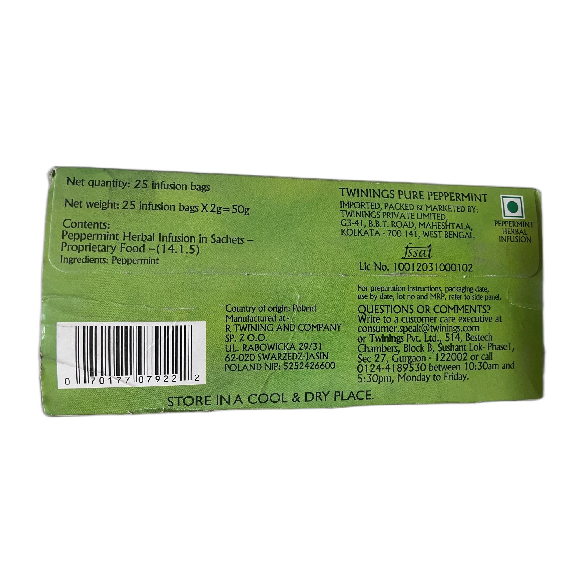 Twinings Pure Peppermint Tea Bags, 25 x 2 g (50g)
