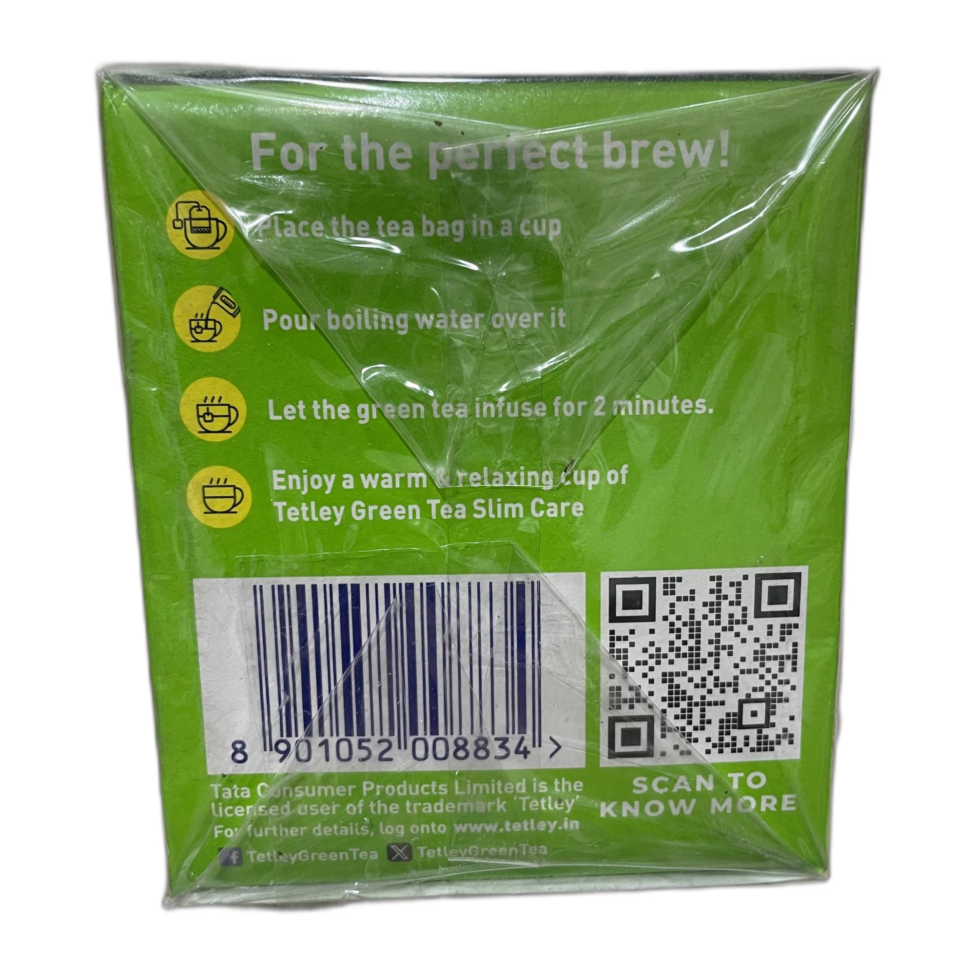 Tetley Green Tea Slim Care, With Added L-Carnitine, Helps Burn Body Fat, Boosts Energy, Low Calories, Delicious Natural Lemon and Honey Flavours, Makes 25 cups