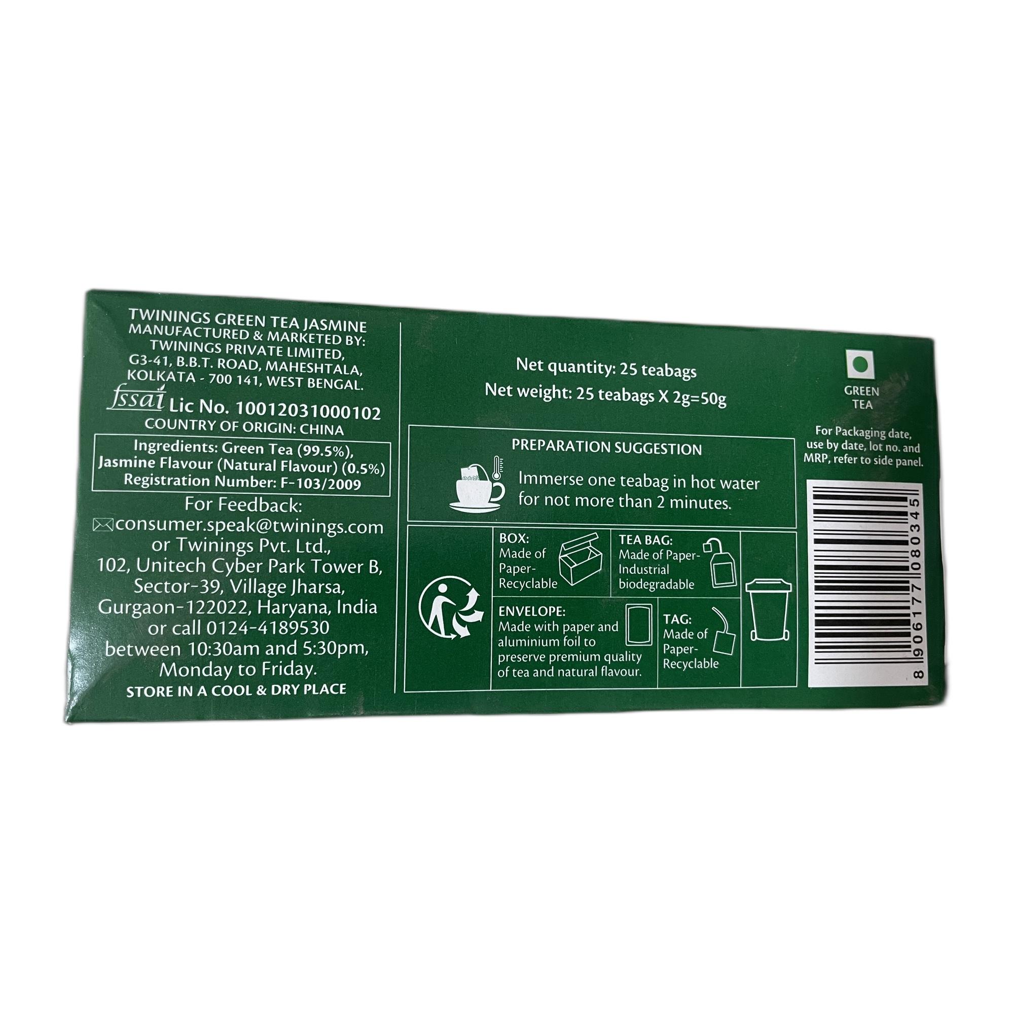 Twinings Green Tea Bags (Jasmine), 25 x 2 g (50g)