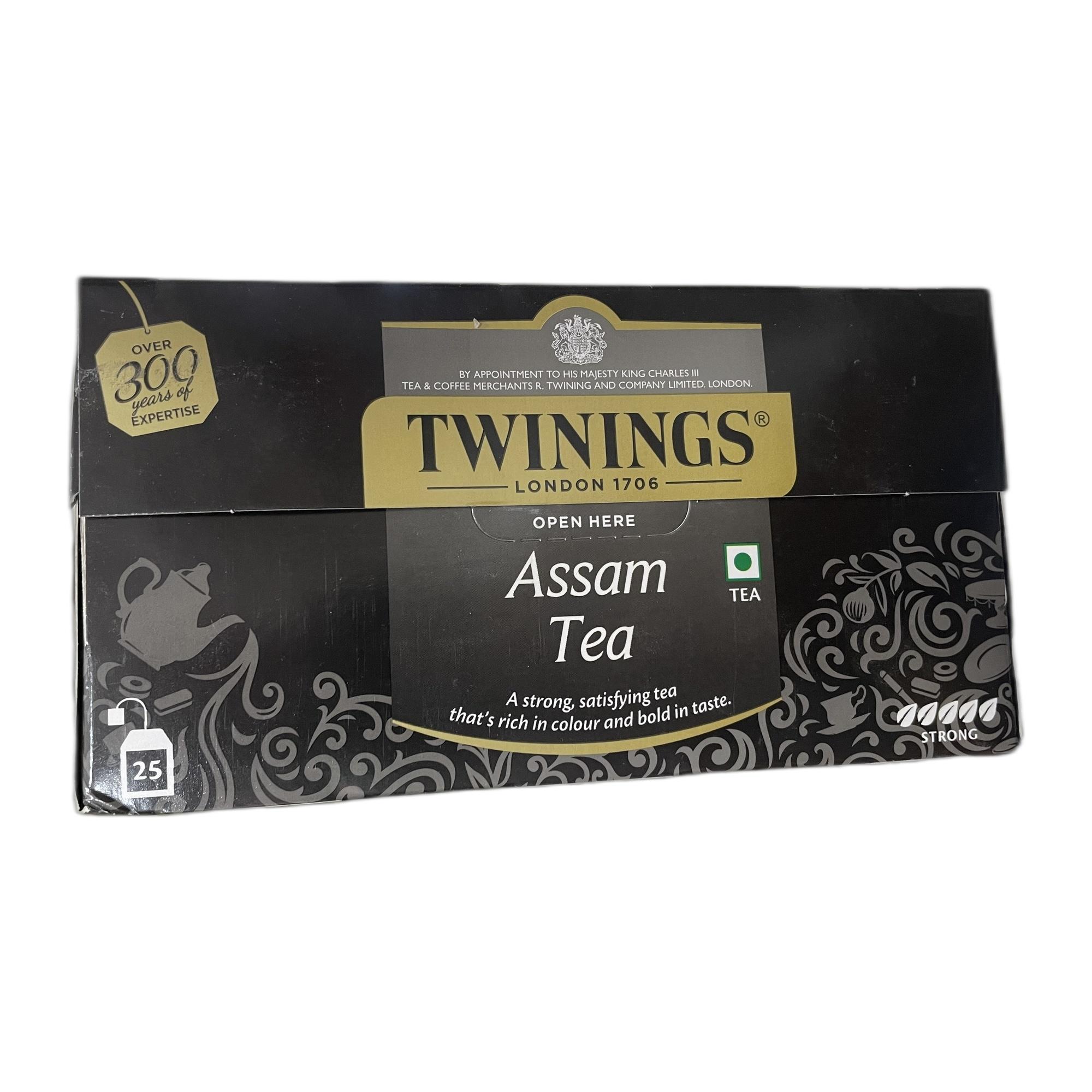 Twinings Assam Tea, 25 Tea Bags, Pack of 1, Strong Strength, Full-bodied, Malty and Robust Flavour, Handpicked Leaves, Enjoy a Hot Cup of Premium Black Tea