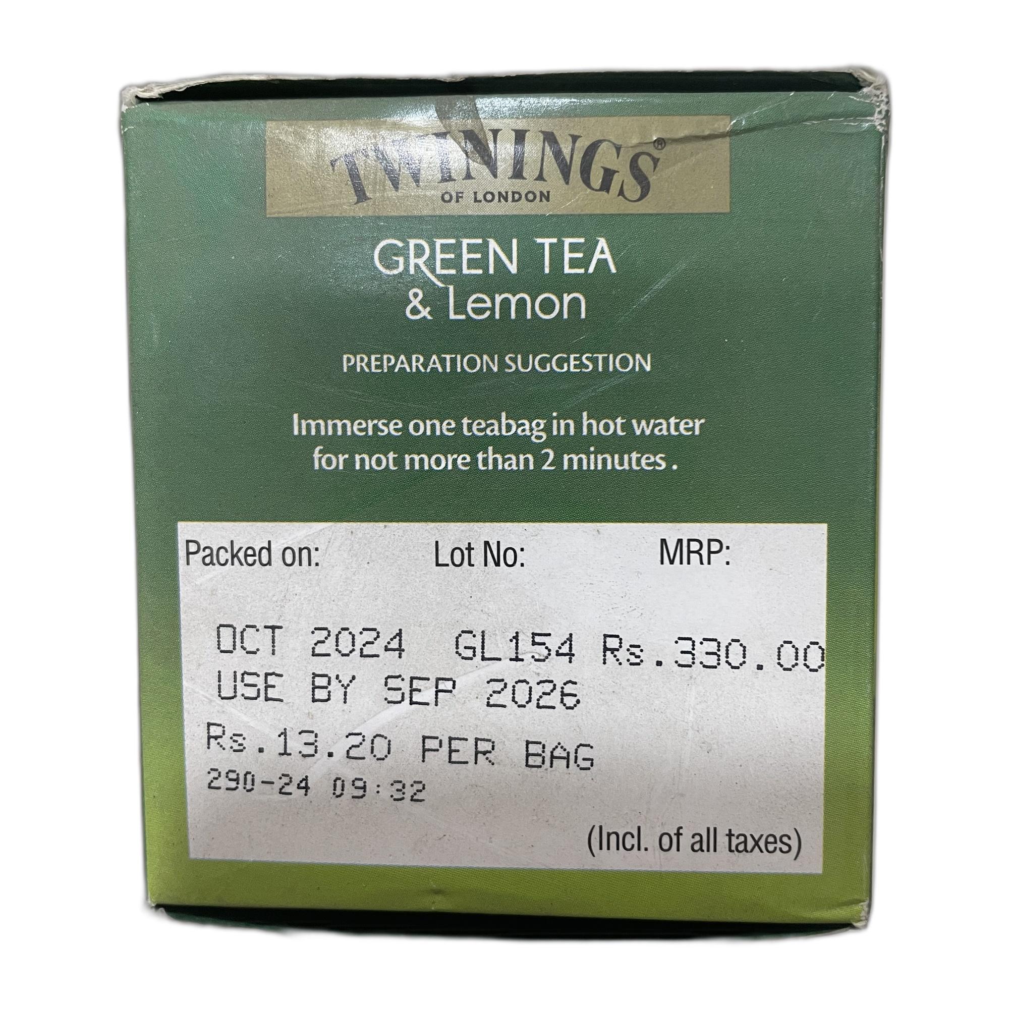 Twinings Green Tea & Lemon, 25 Teabags, Green Tea, Deliciously Sweet & Tangy Lemon, 50 Grams