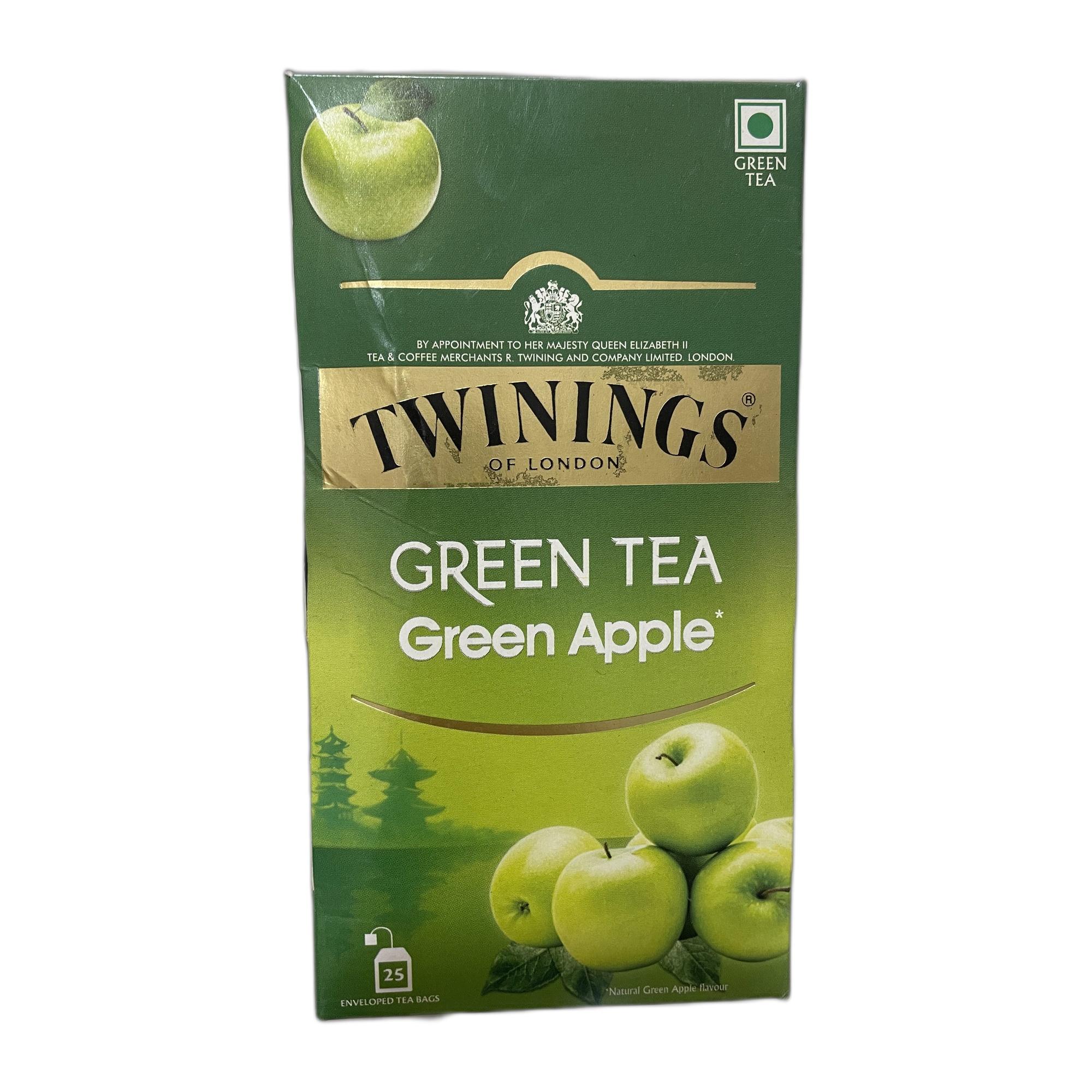 Tapper Tea: Twinings Green Tea Green Apple, 25 Teabags| Pack of 1| Perfectly Balanced & Refreshing Taste| Light, Fruity Taste| Low Calorie| Handpicked Green Leaves| Enjoy a Hot Cup of Tea (50g)