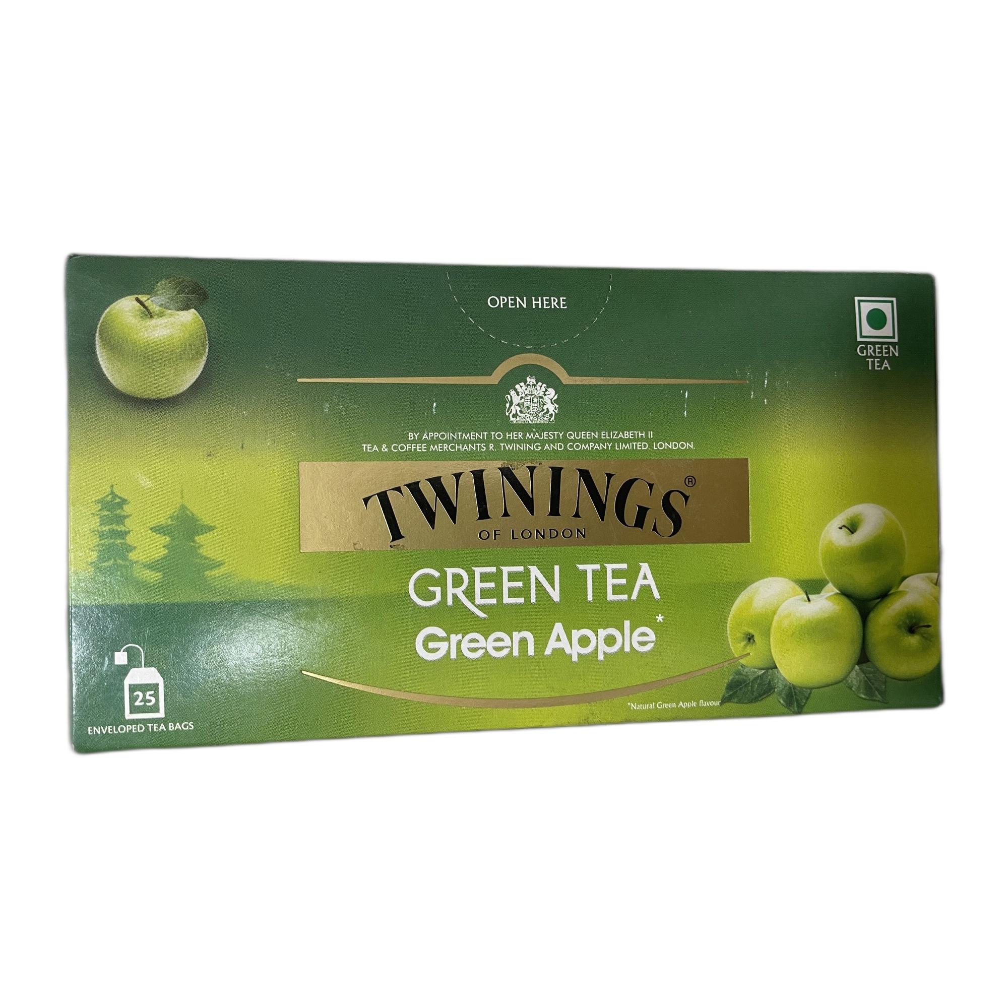 Twinings Green Tea Green Apple, 25 Teabags| Pack of 1| Perfectly Balanced & Refreshing Taste| Light, Fruity Taste| Low Calorie| Handpicked Green Leaves| Enjoy a Hot Cup of Tea (50g)
