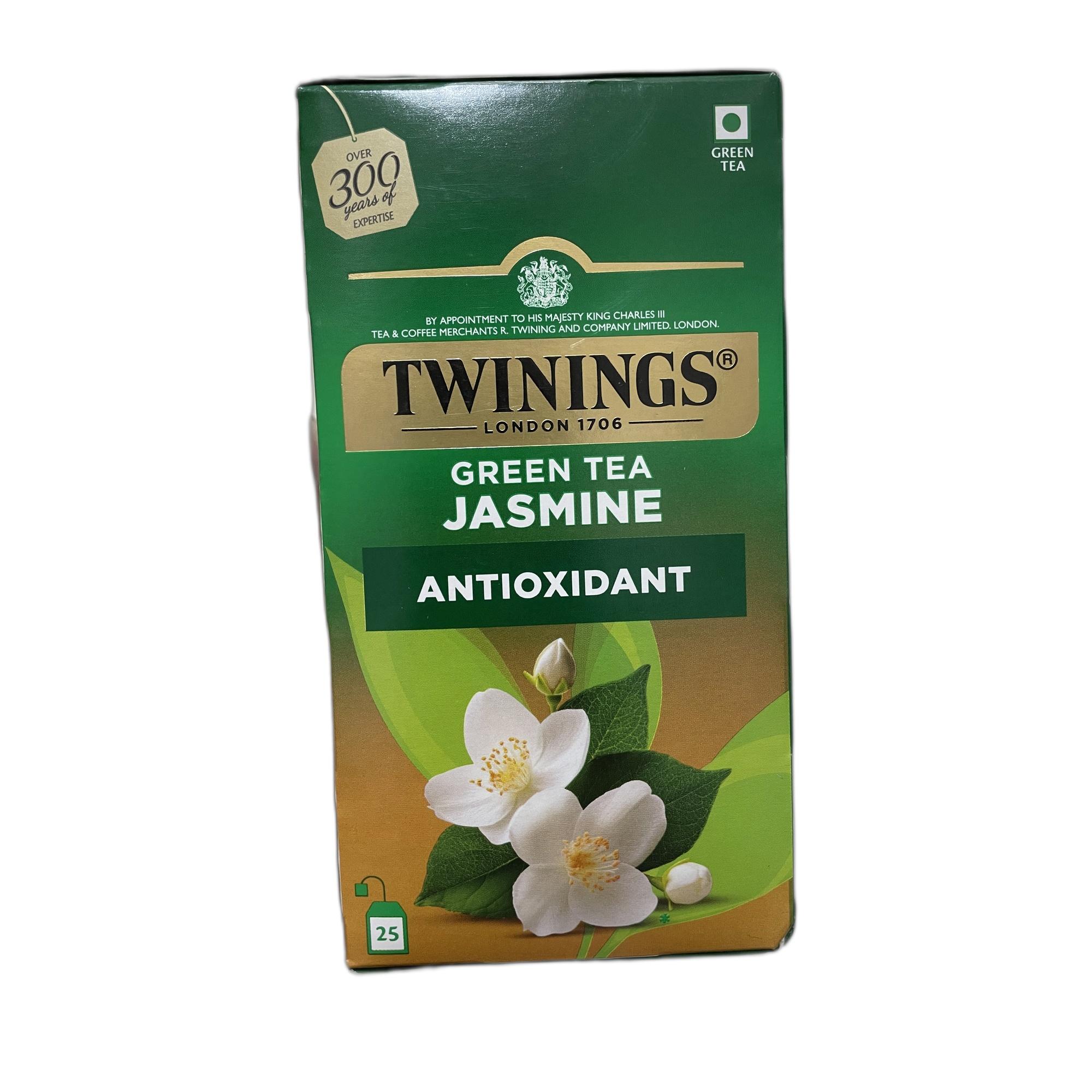 Twinings Green Tea Jasmine, 25 Tea Bags| Pack of 1| Perfectly Balanced & Refreshing Taste| Light, Flowery Aroma| Low Calorie| Handpicked Green Tea Leaves| Enjoy a Hot Cup of Tea (50g)