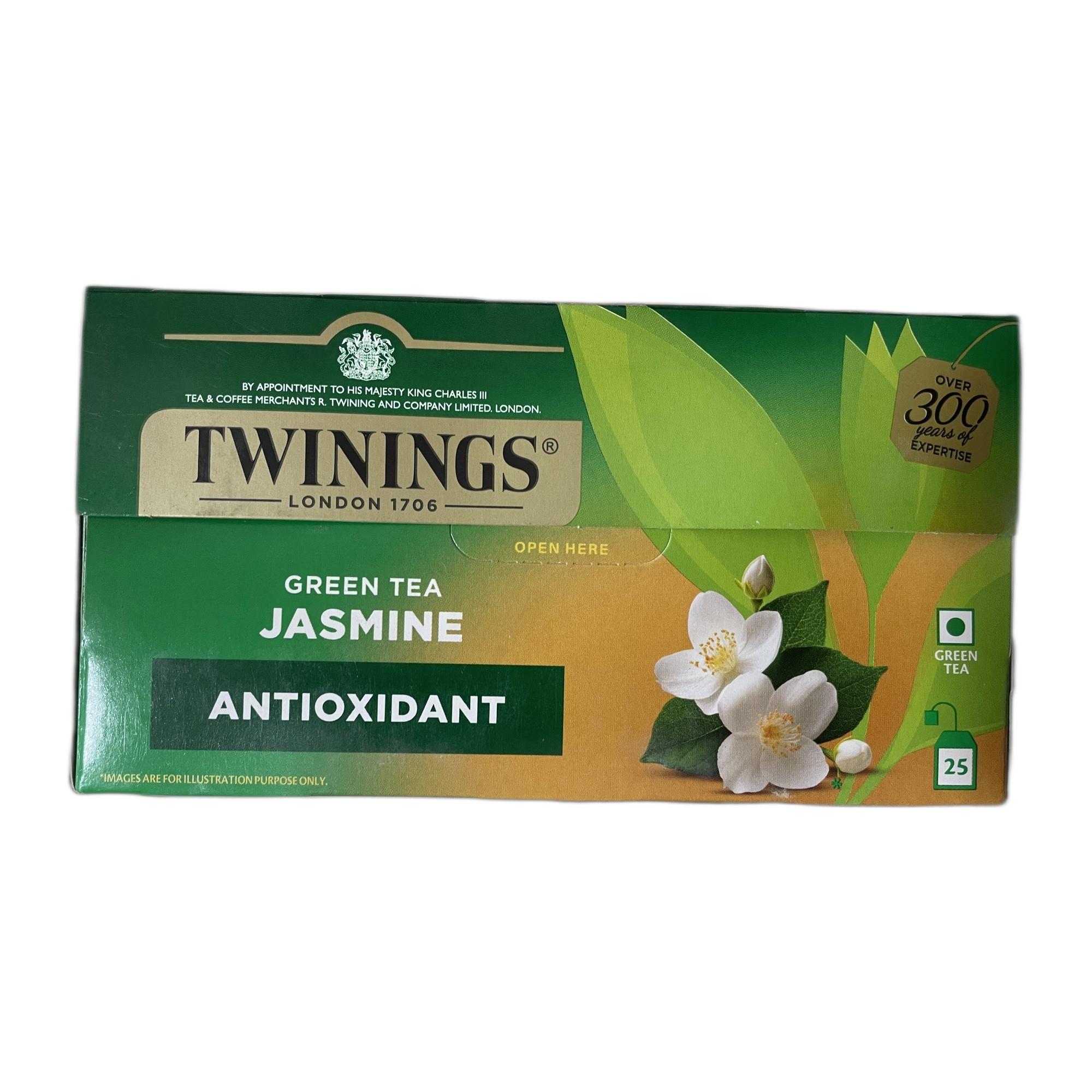 Twinings Green Tea Jasmine (Antioxidant), 25 Tea Bags| Pack of 1| Perfectly Balanced & Refreshing Taste| Light, Flowery Aroma| Low Calorie| Handpicked Green Tea Leaves| Enjoy a Hot Cup of Tea (50g)