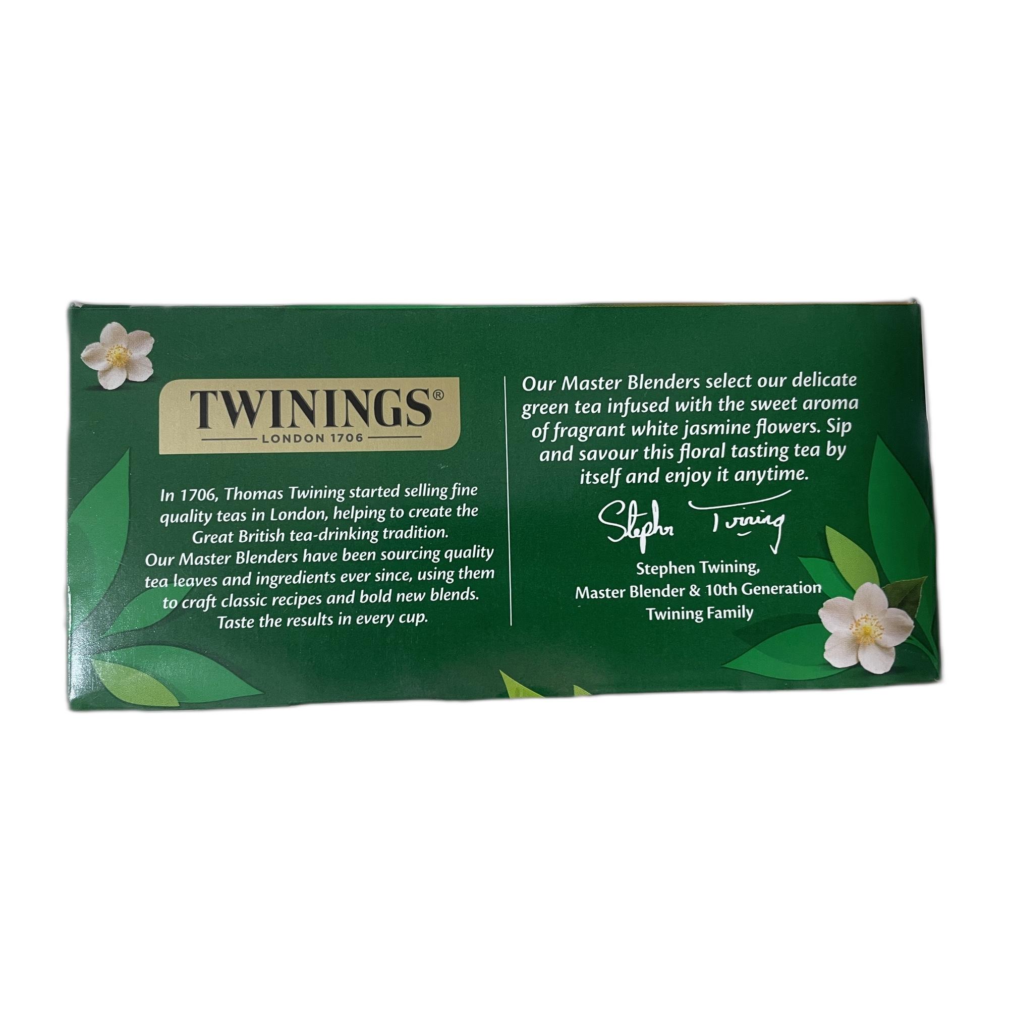 Twinings Green Tea Jasmine (Antioxidant), 25 Tea Bags| Pack of 1| Perfectly Balanced & Refreshing Taste| Light, Flowery Aroma| Low Calorie| Handpicked Green Tea Leaves| Enjoy a Hot Cup of Tea (50g)