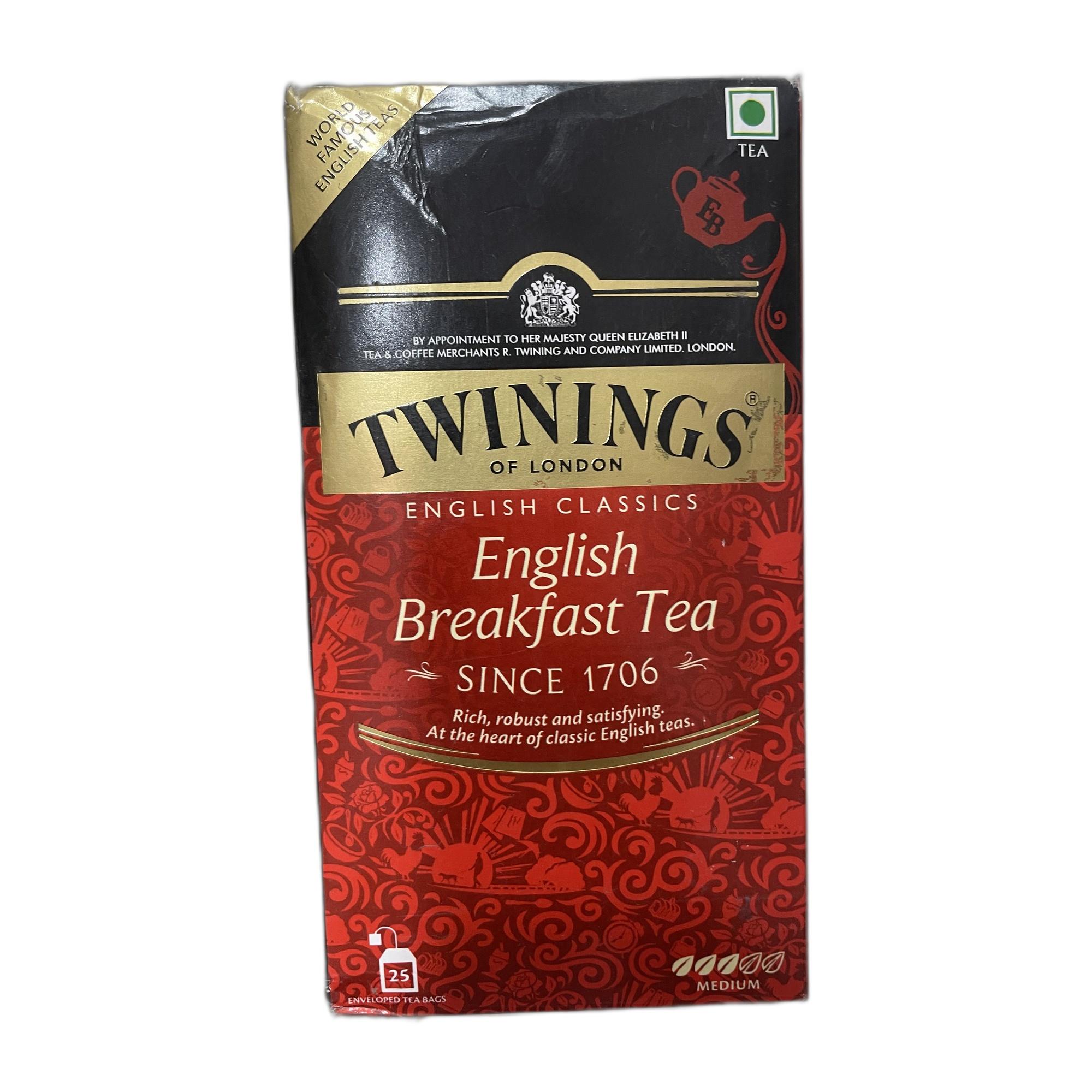 Tapper Tea: Twinings English Breakfast Tea, 25 Teabags, Premium Black Tea, English Classic Range, Medium Strength, Rich Flavour, 50 gm