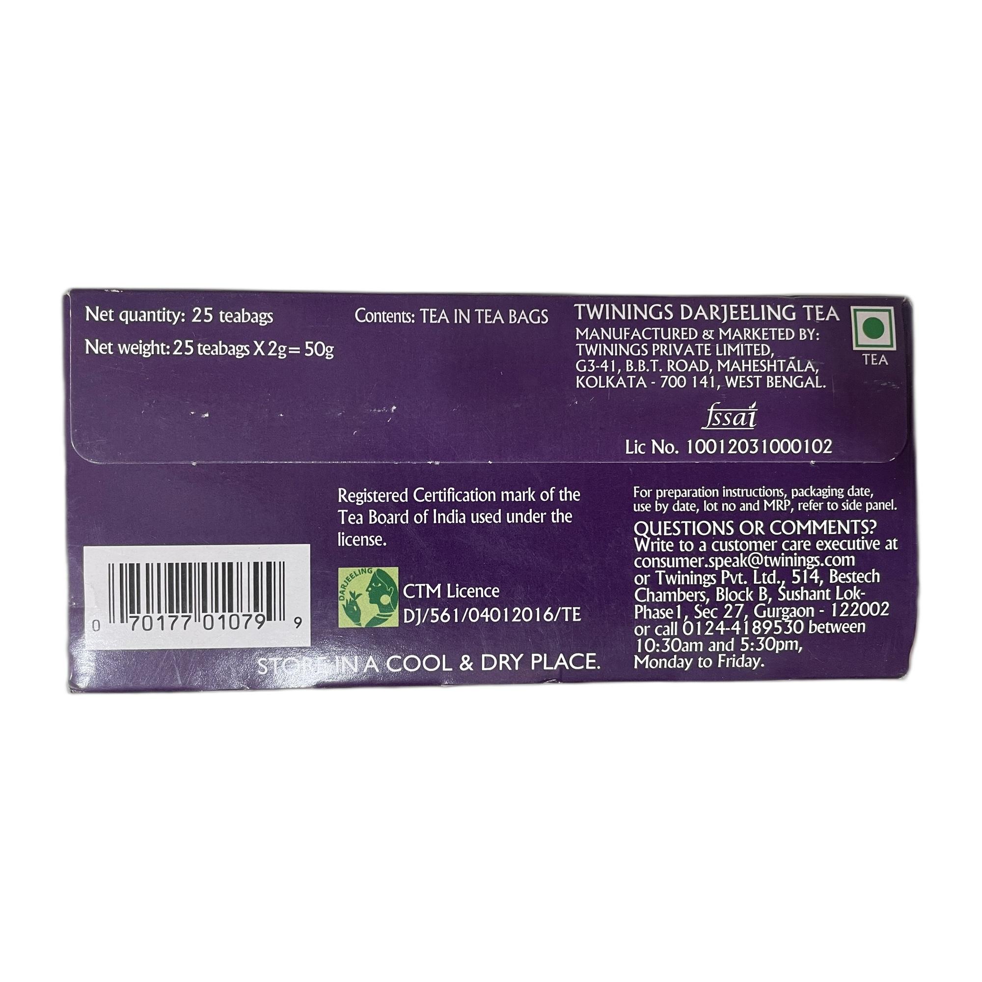 Twinings Darjeeling Tea,25 Teabags,Premium Black Tea,Twinings Origins,Light Strength,Delicate&Subtle,50 Gm,Pack of 25