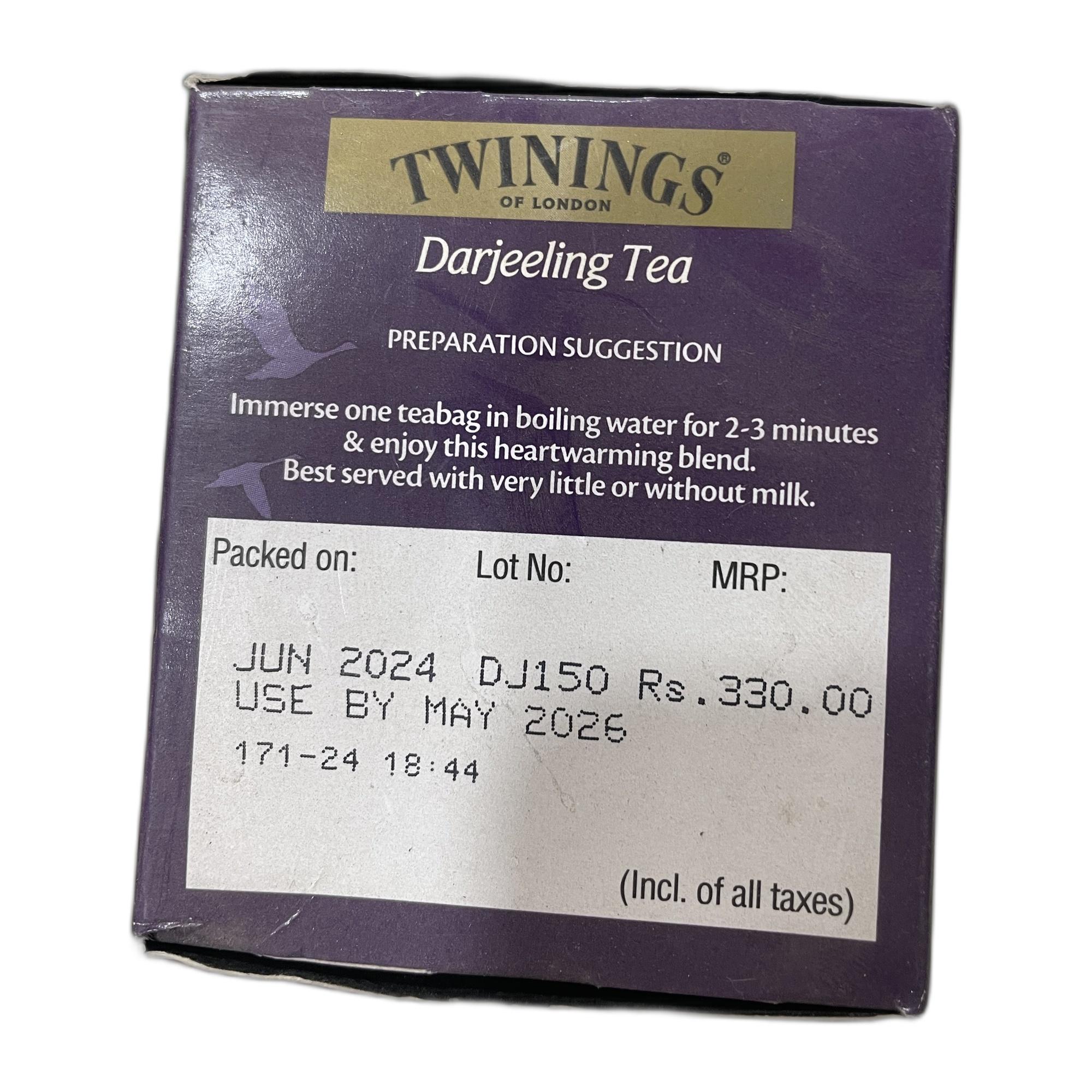 Twinings Darjeeling Tea,25 Teabags,Premium Black Tea,Twinings Origins,Light Strength,Delicate&Subtle,50 Gm,Pack of 25