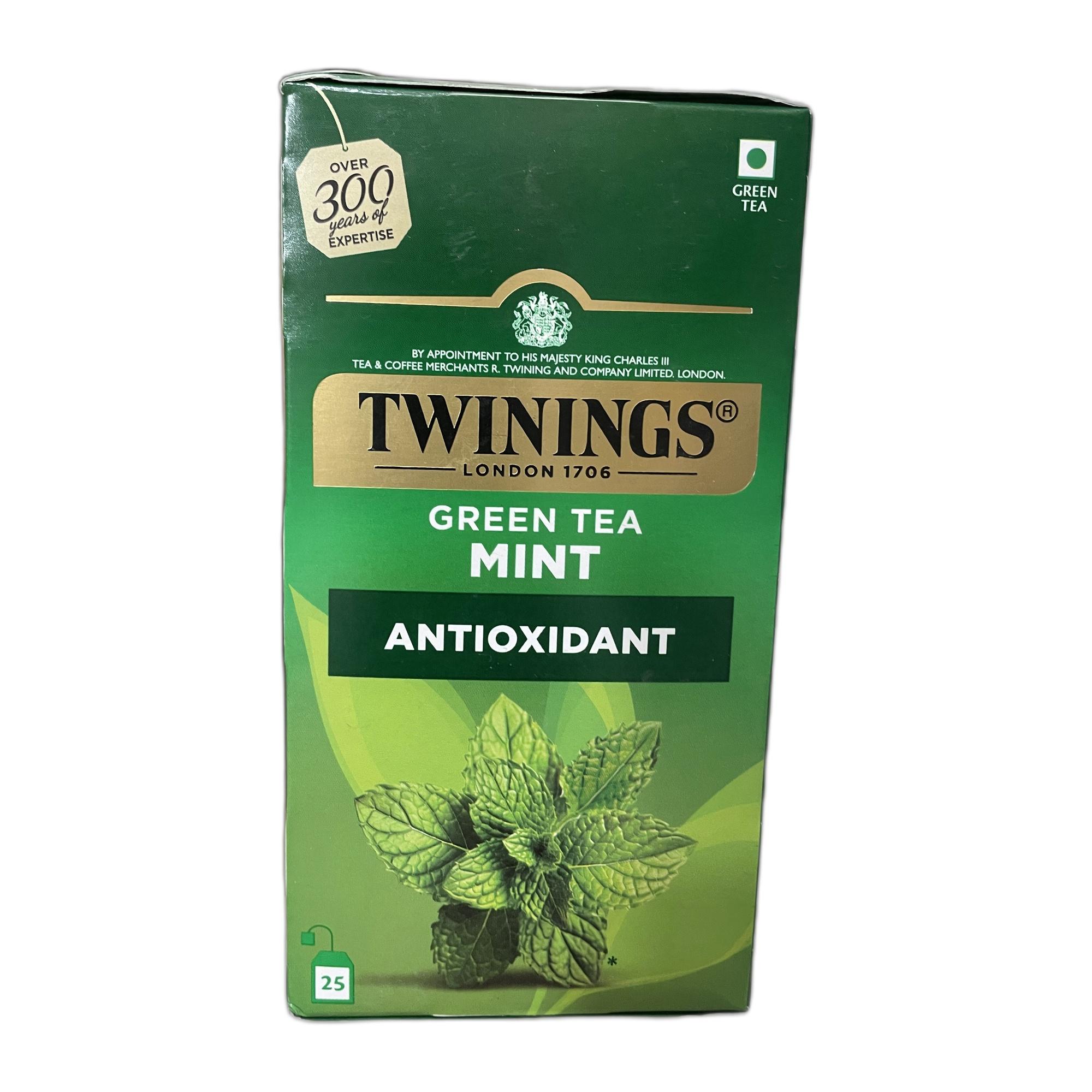 Tapper Tea: Twinings Green Tea & Mint (Antioxidant), 25 Tea Bags| Pack of 1| Perfectly Balanced & Refreshing Taste| Light, Soothing Flavour| Low Calorie| Handpicked Green Tea Leaves| Enjoy as Hot or Iced Tea (50g)