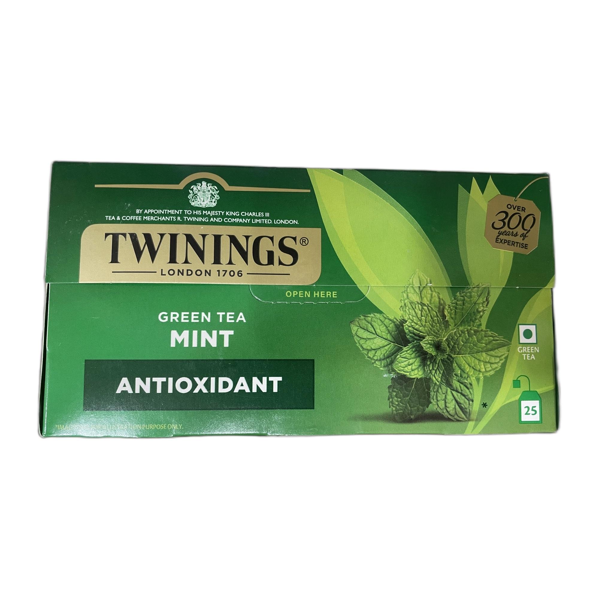 Twinings Green Tea & Mint (Antioxidant), 25 Tea Bags| Pack of 1| Perfectly Balanced & Refreshing Taste| Light, Soothing Flavour| Low Calorie| Handpicked Green Tea Leaves| Enjoy as Hot or Iced Tea (50g)