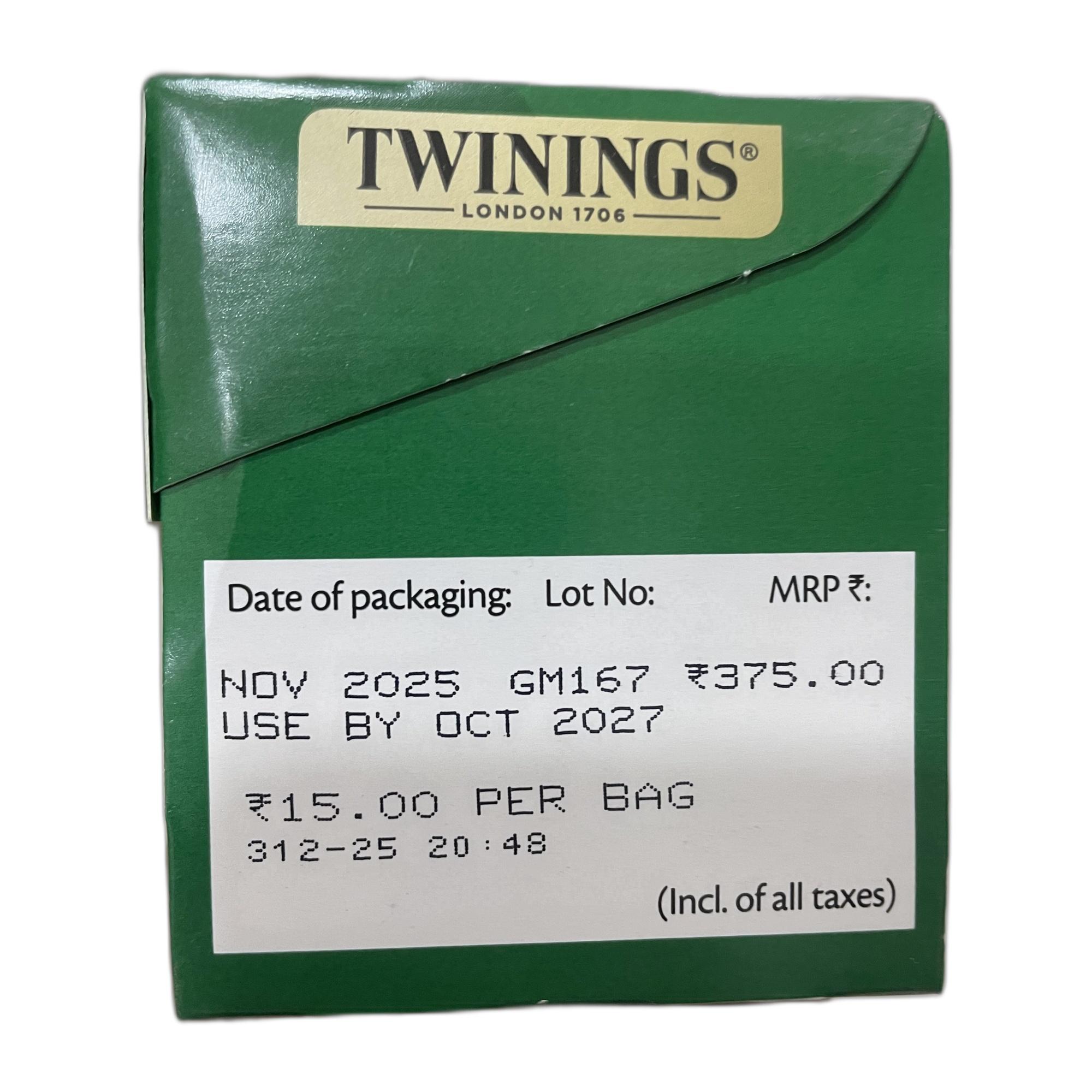 Twinings Green Tea & Mint (Antioxidant), 25 Tea Bags| Pack of 1| Perfectly Balanced & Refreshing Taste| Light, Soothing Flavour| Low Calorie| Handpicked Green Tea Leaves| Enjoy as Hot or Iced Tea (50g)