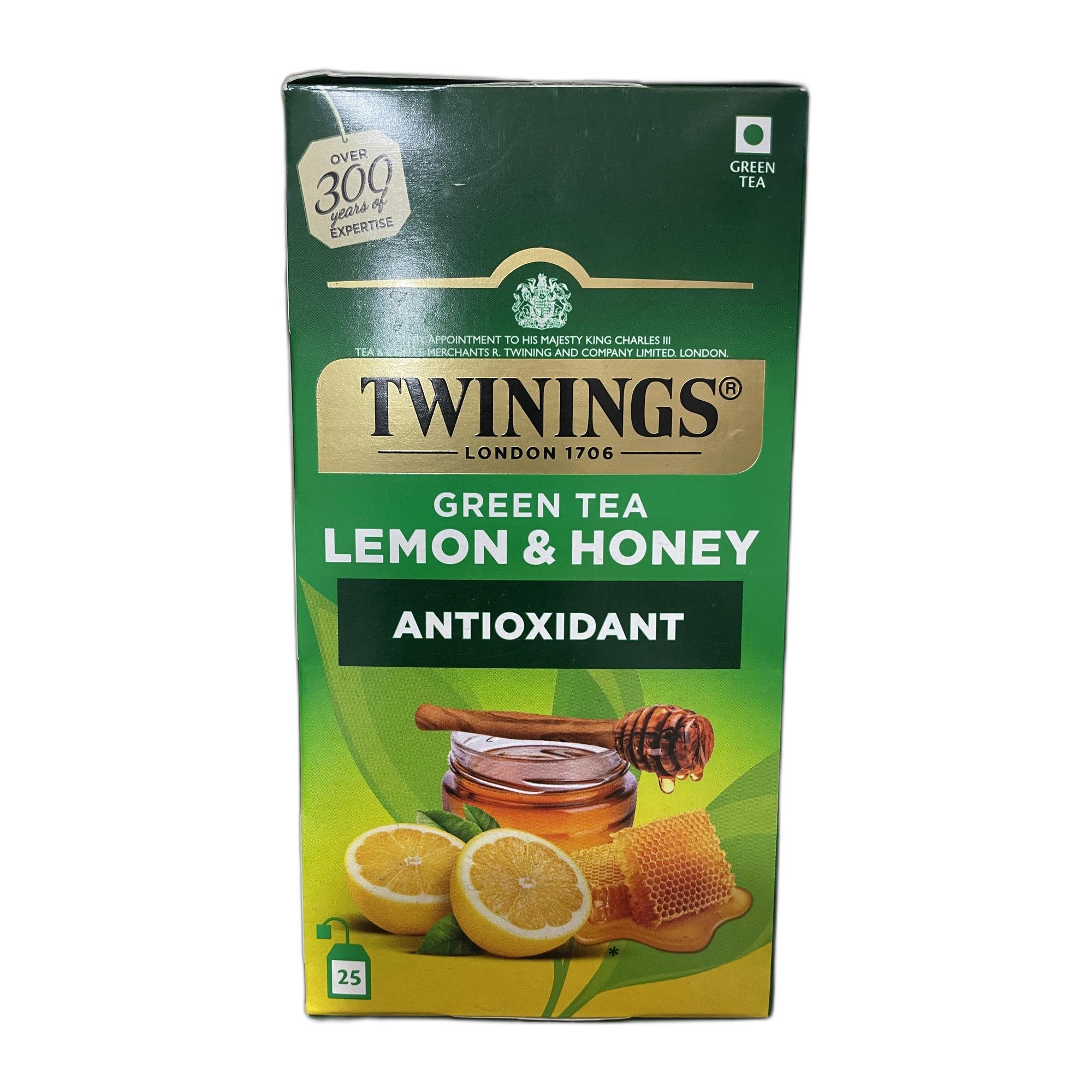 Tapper Tea: Twinings Green Tea & Lemon & Honey (Antioxidant), 25 Tea Bags| Pack of 1| Deliciously Sweet & Tangy Lemon | Handpicked Green Tea Leaves| Enjoy as Hot or Iced Tea (50g)
