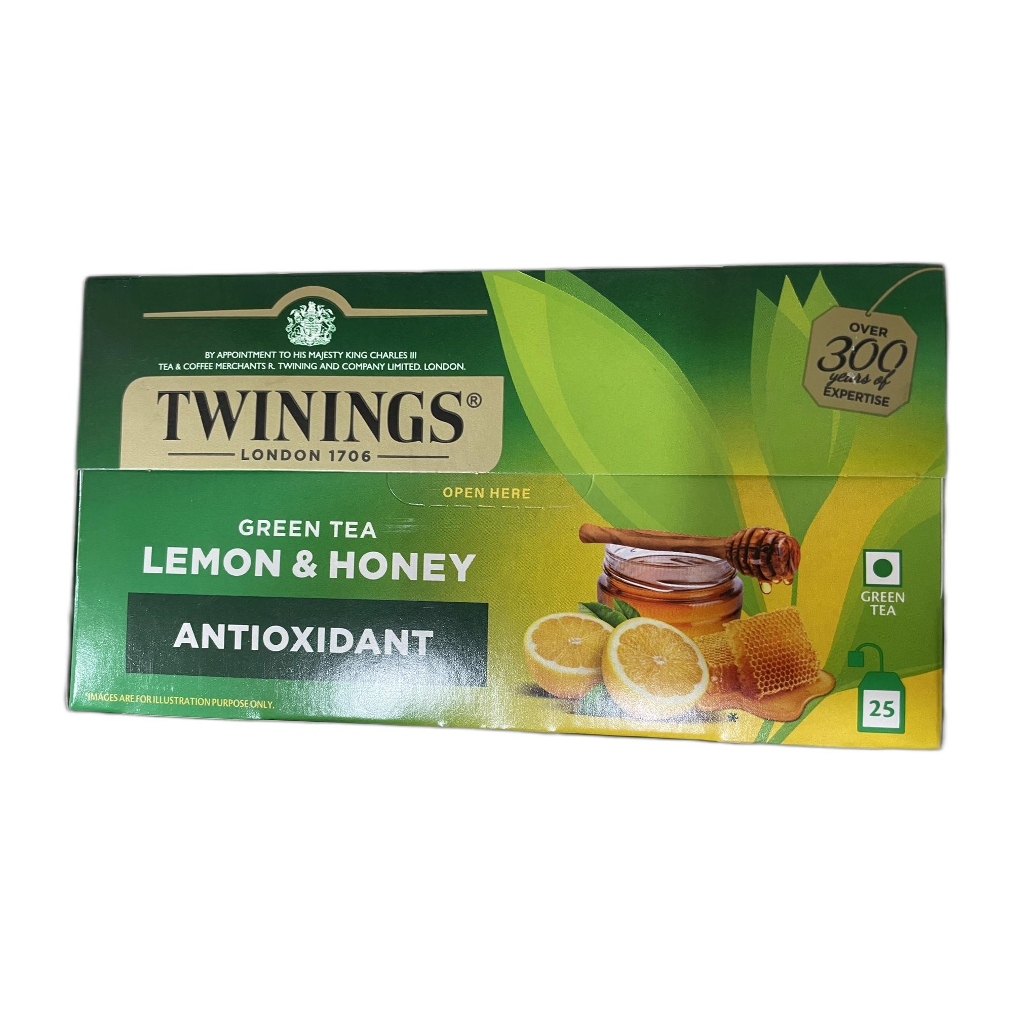 Twinings Green Tea & Lemon & Honey (Antioxidant), 25 Tea Bags| Pack of 1| Deliciously Sweet & Tangy Lemon | Handpicked Green Tea Leaves| Enjoy as Hot or Iced Tea (50g)