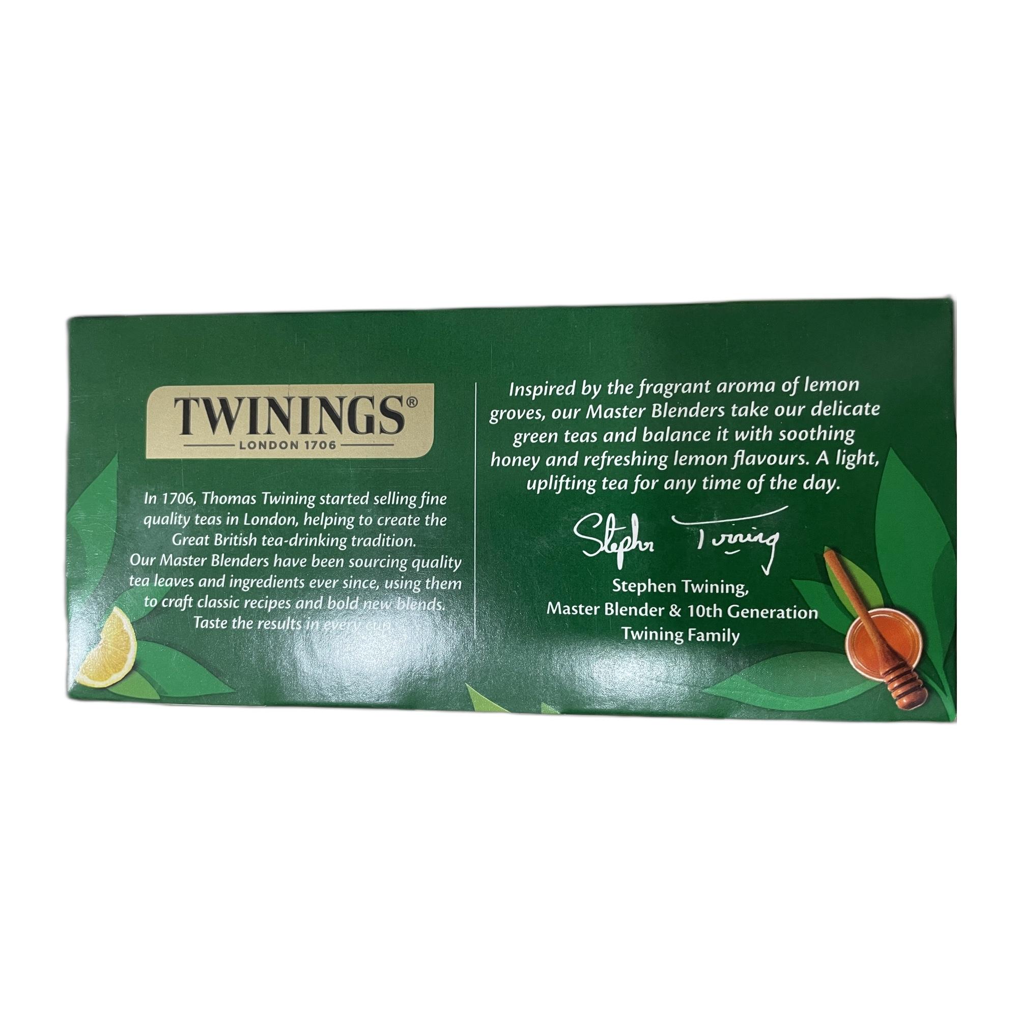 Twinings Green Tea & Lemon & Honey (Antioxidant), 25 Tea Bags| Pack of 1| Deliciously Sweet & Tangy Lemon | Handpicked Green Tea Leaves| Enjoy as Hot or Iced Tea (50g)