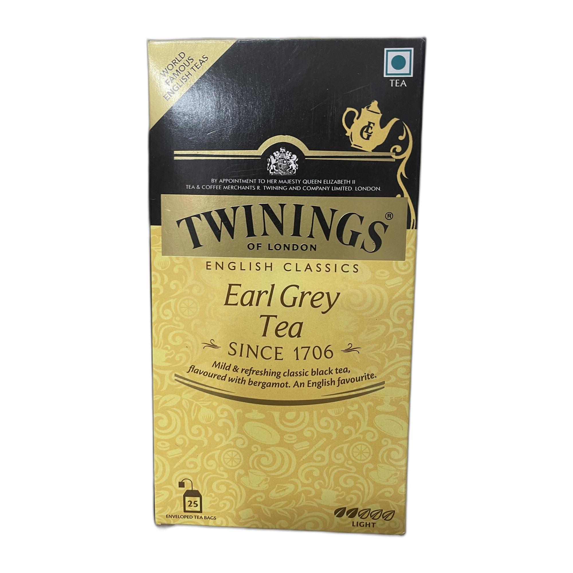 Tapper Tea: Twinings Earl Grey Tea, 25 Tea Bags| Pack of 1| Premium Black Tea (50g)